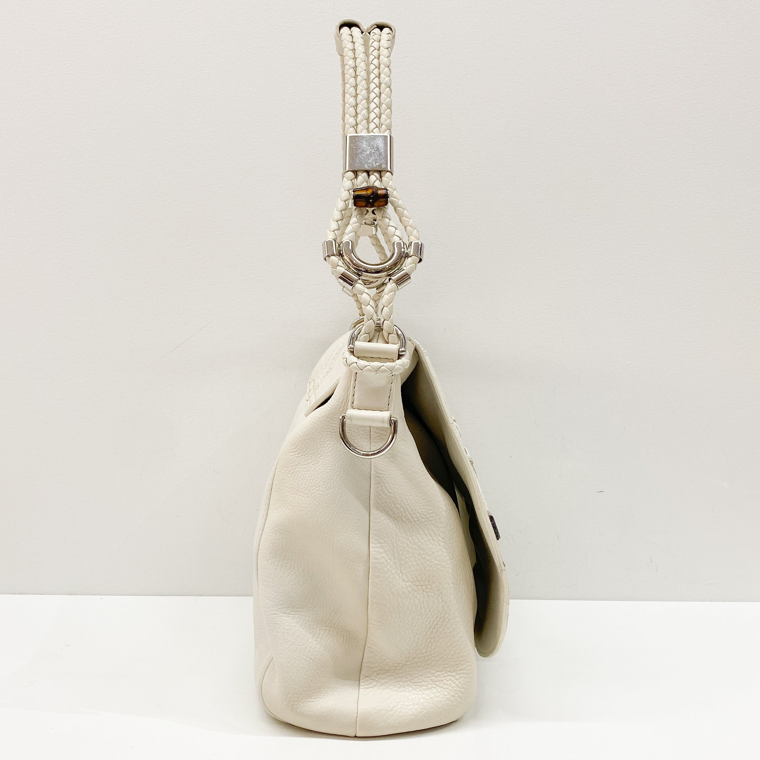 Vintage White Leather Shoulder Bag
