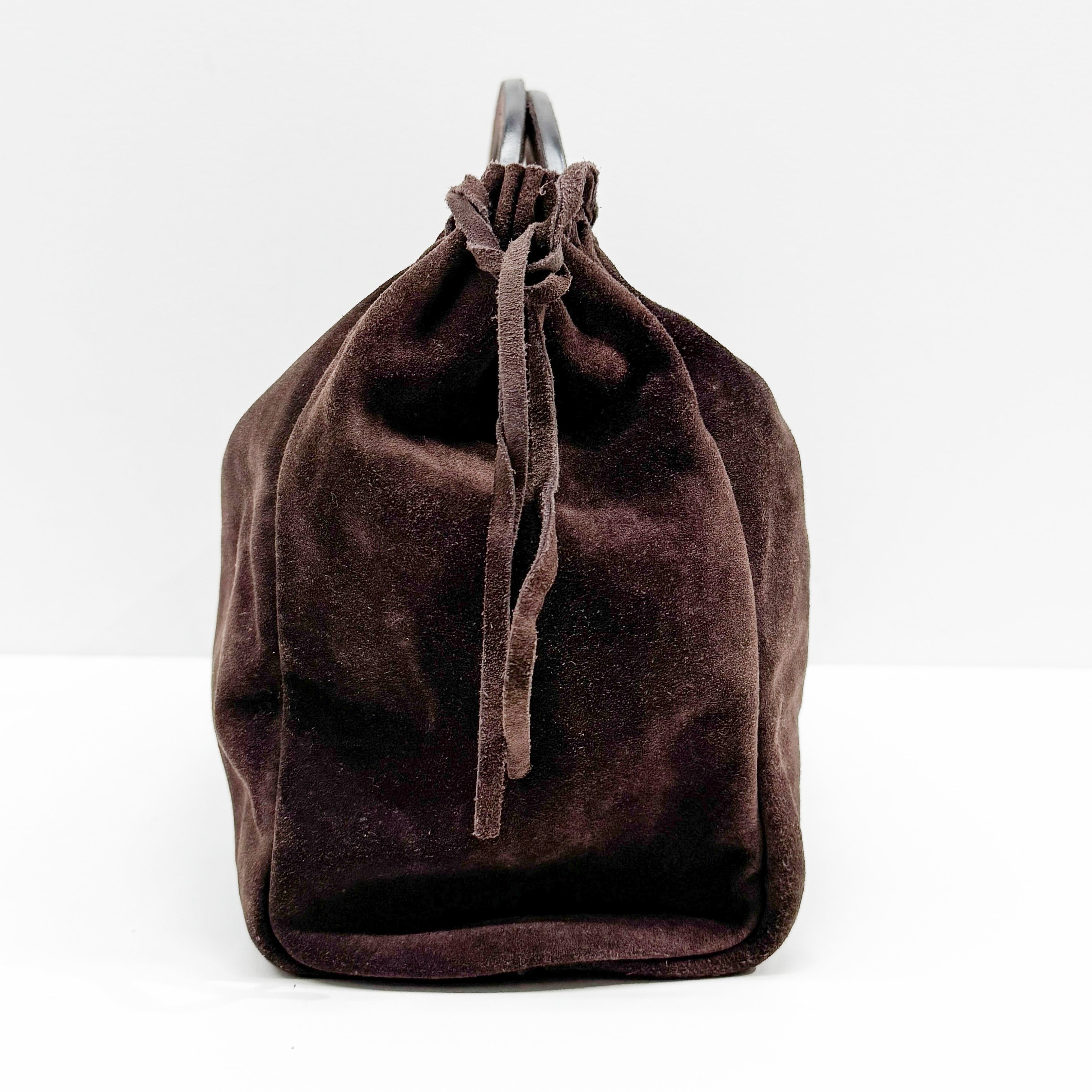 Vintage Brown Suede Hand Bag
