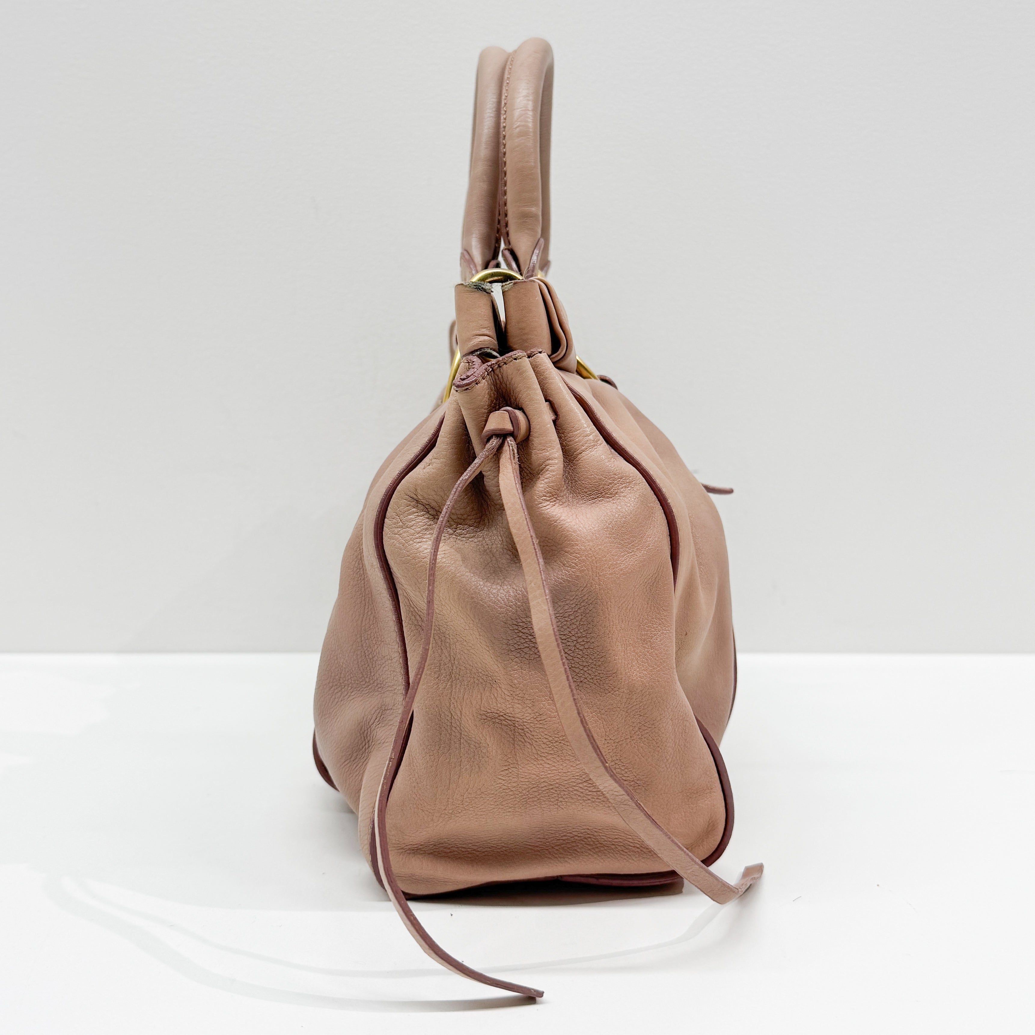 Vitello Pink Leather Two Way Bag