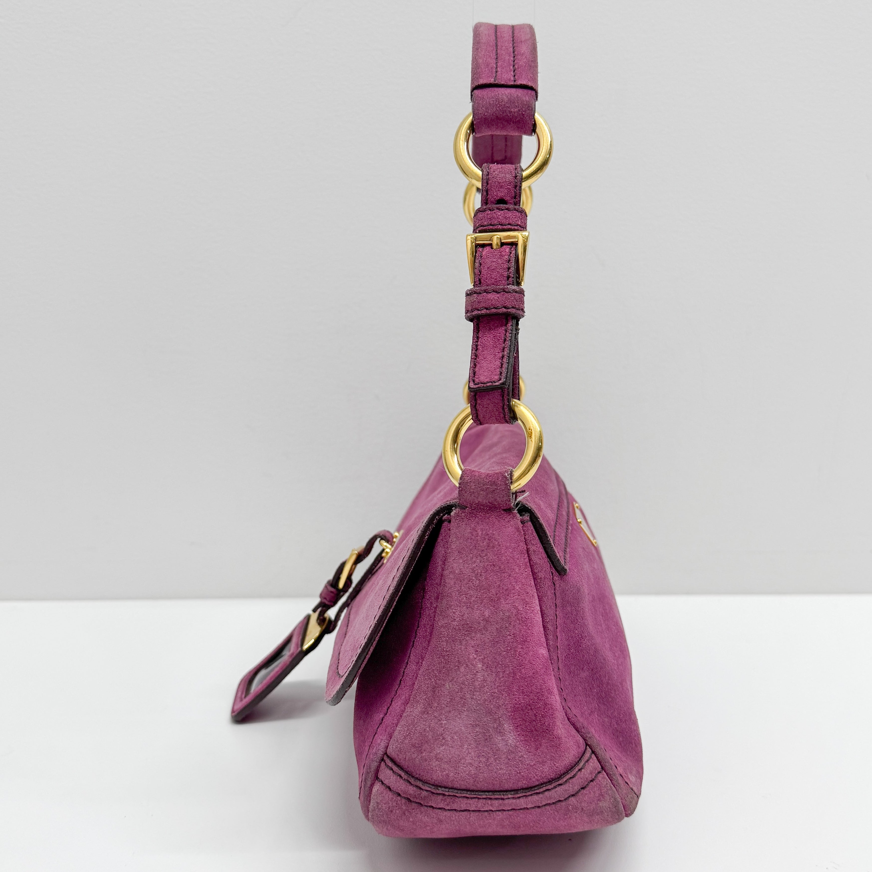 Purple Suede Shoulder Bag