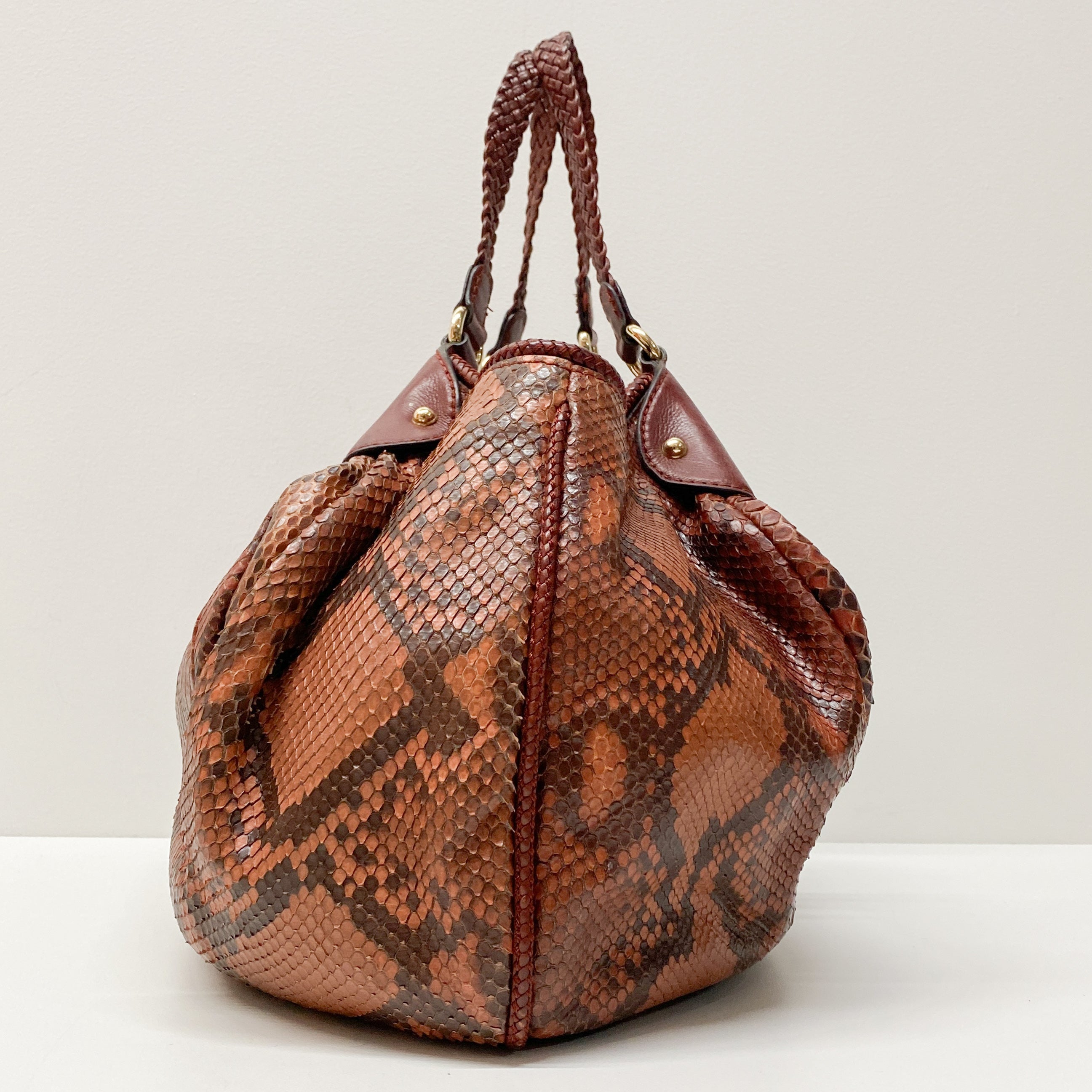 Marrakech Red Embossed Python Hobo Bag