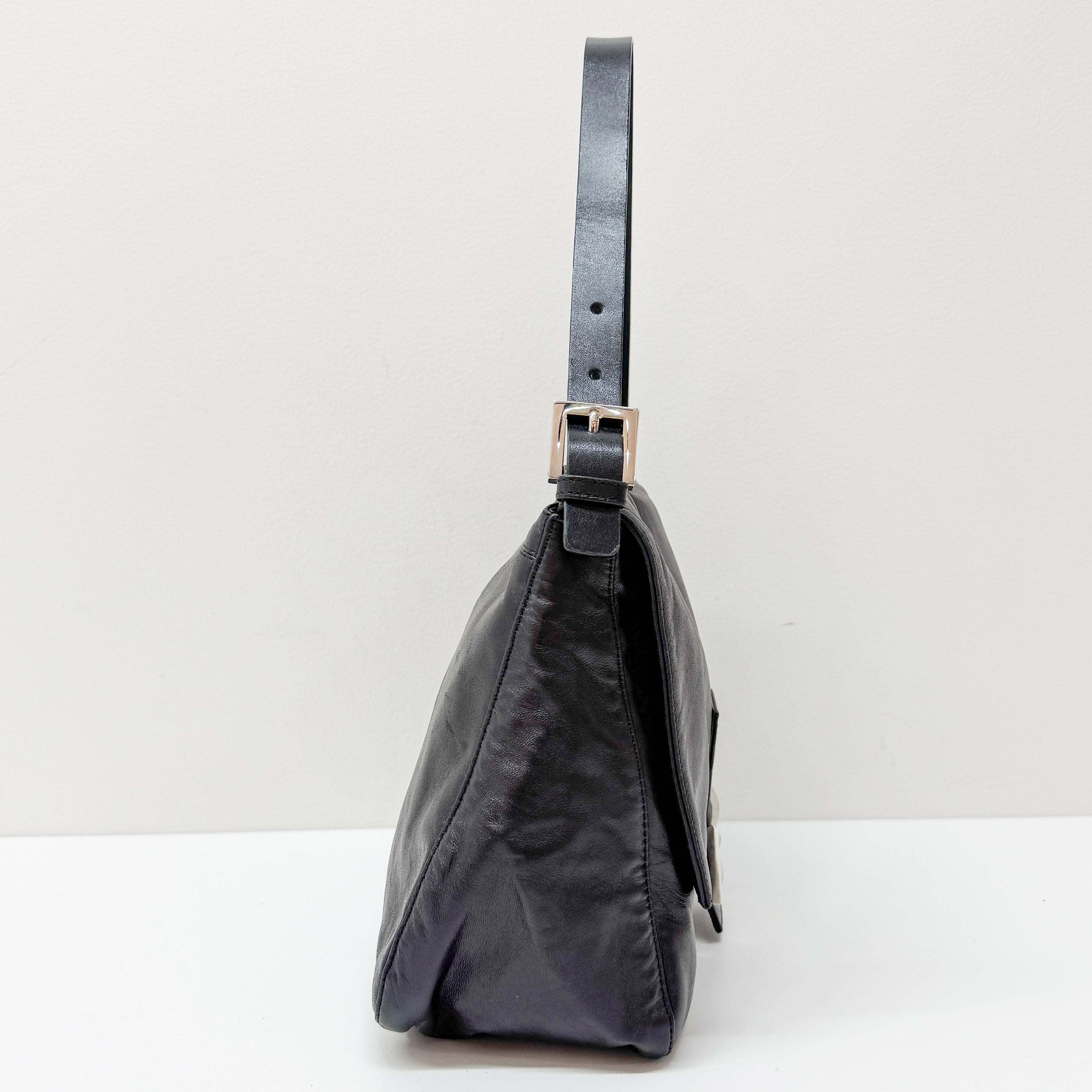 Mamma Baguette Black Leather Shoulder Bag