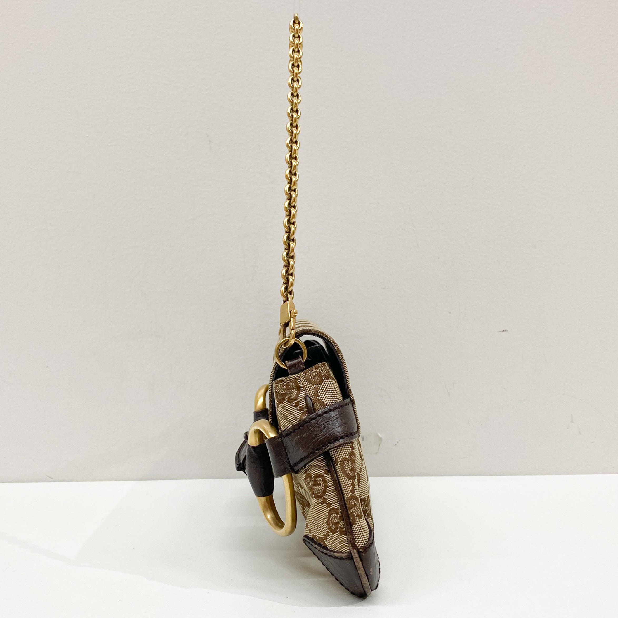 Horsebit Brown Canvas Shoulder Bag