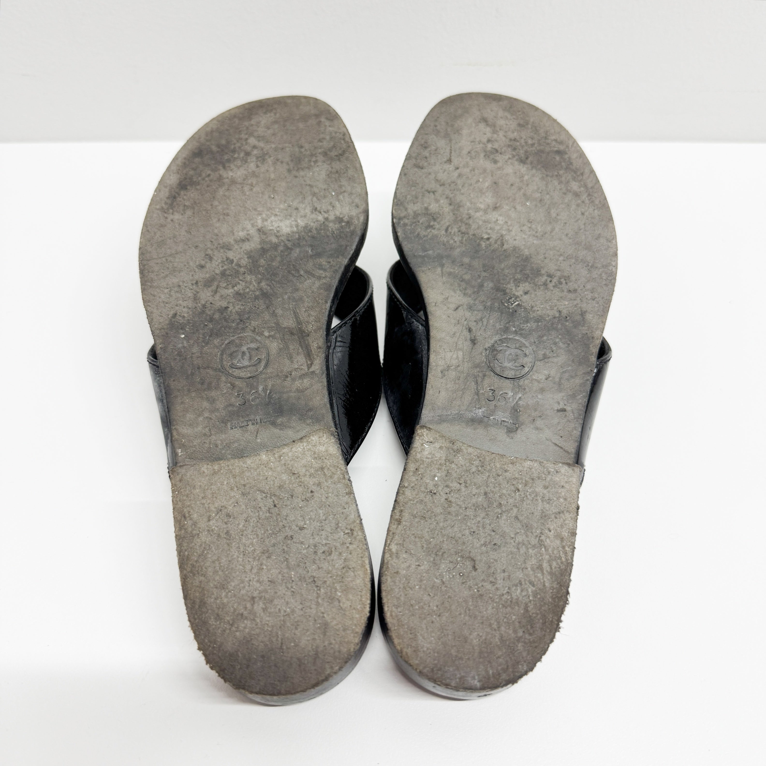 Size 36 Black Leather Sandals