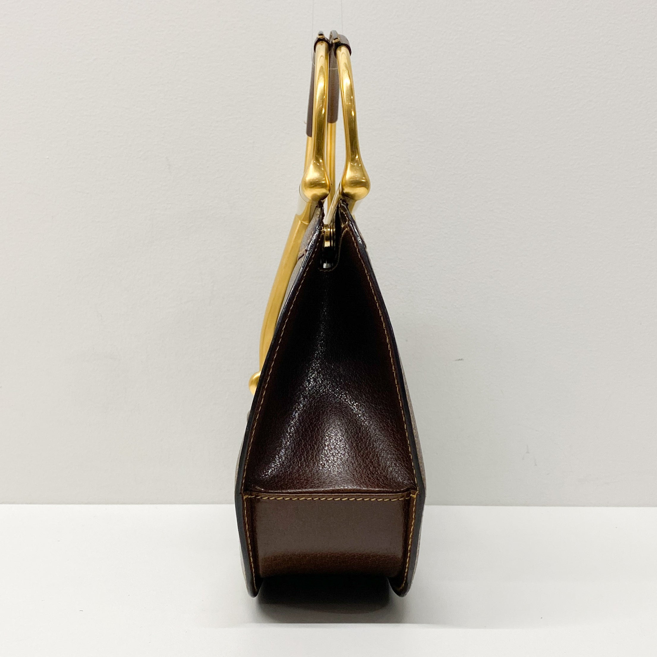 Horsebit Brown Leather Hand Bag