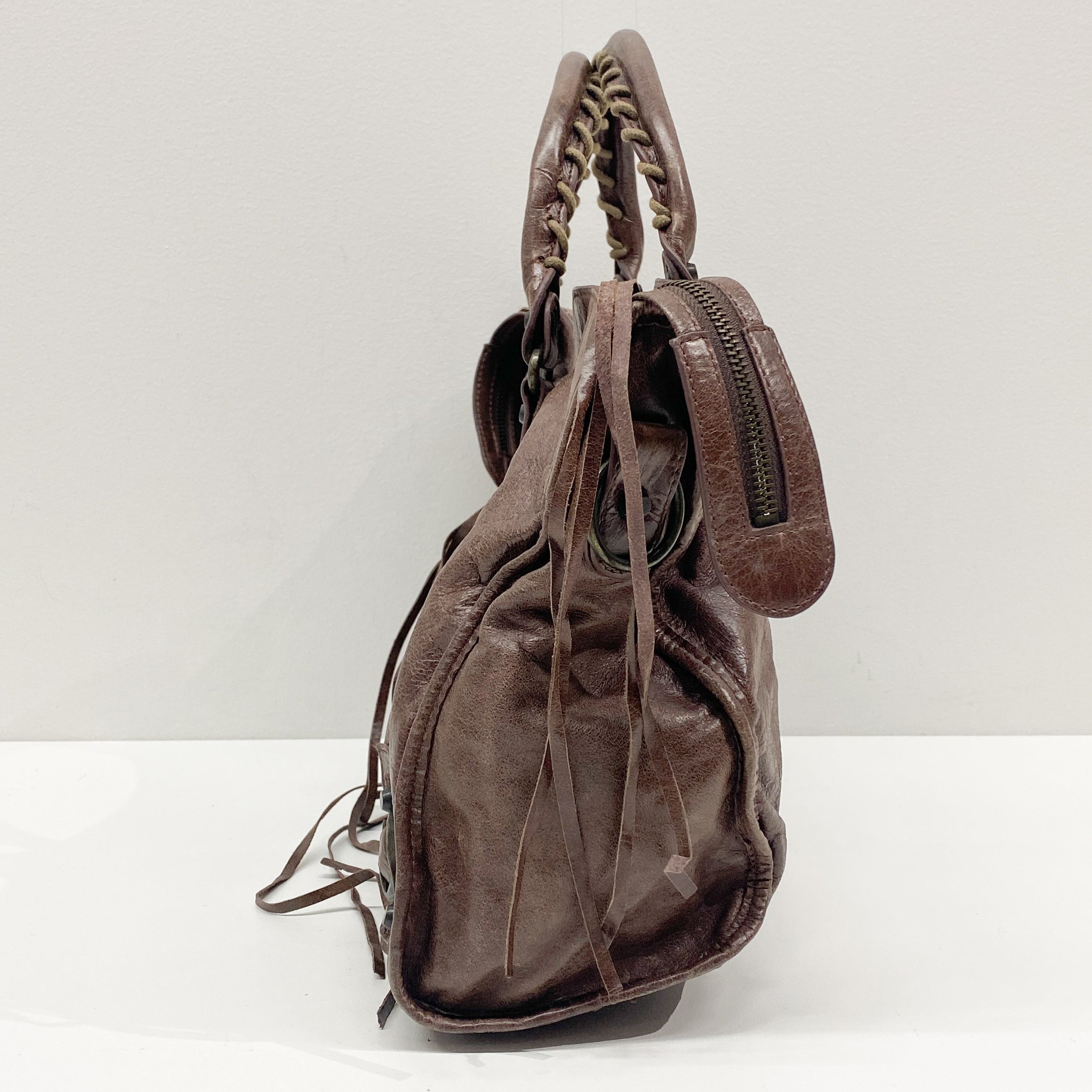 The City Brown Leather Hand Bag