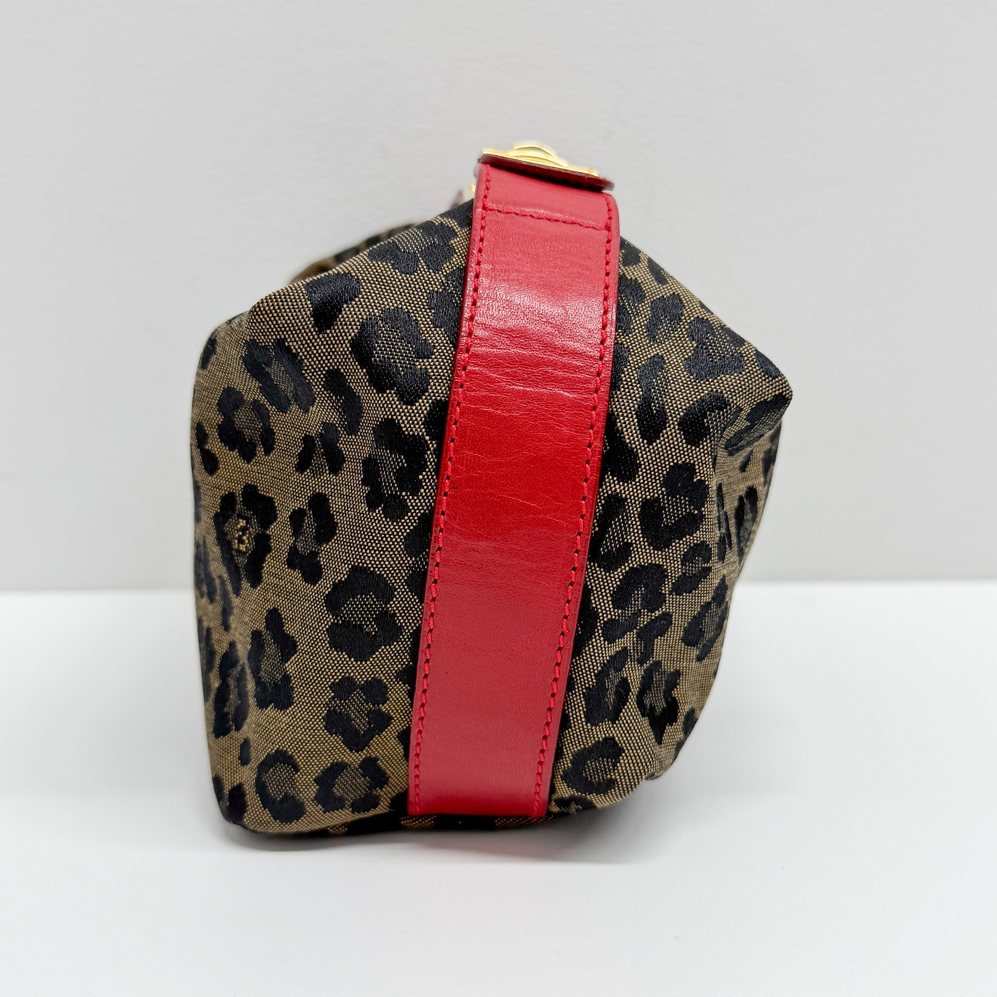 Brown Leopard Canvas Pouch