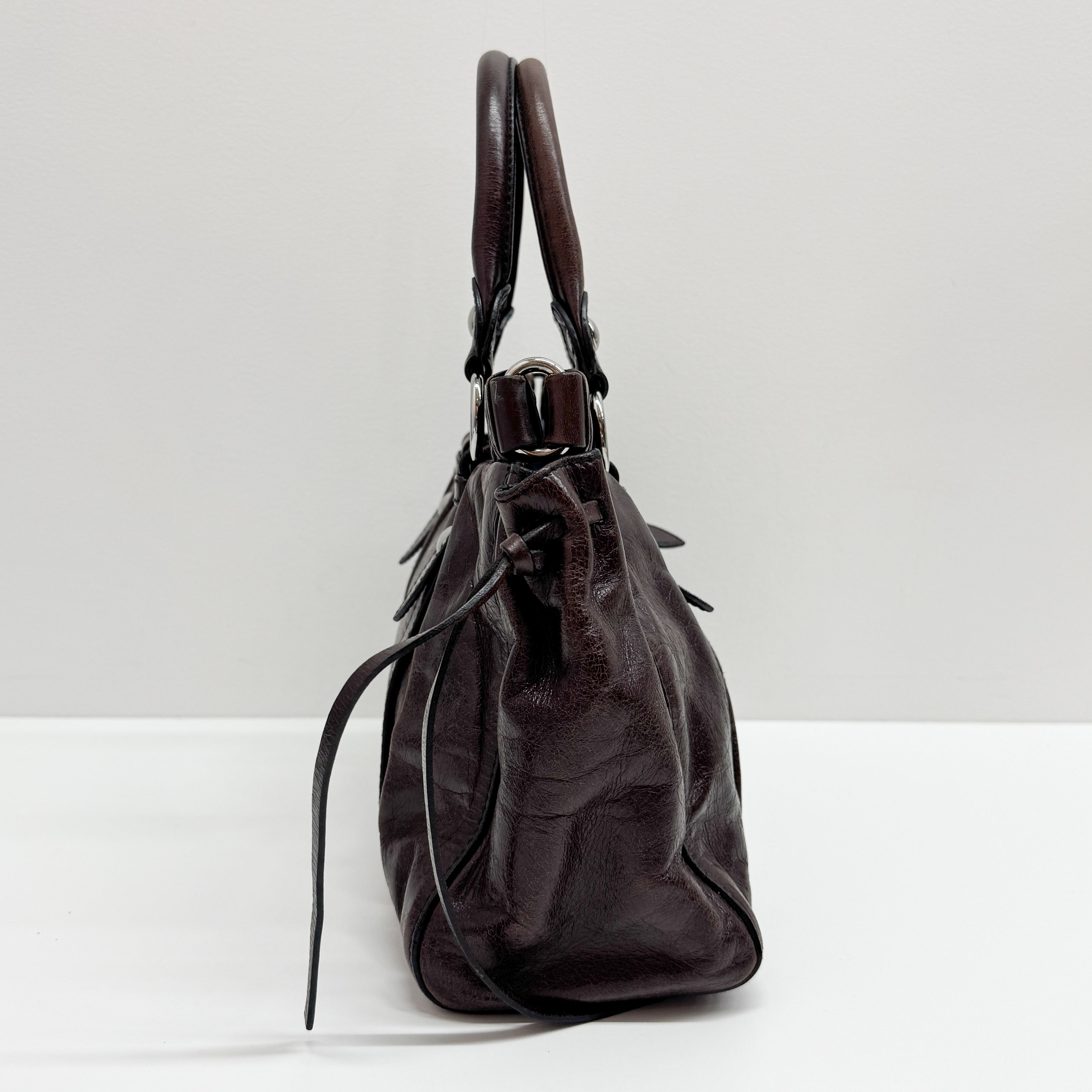 Vitello Brown Calfskin Leather Two Way Bag