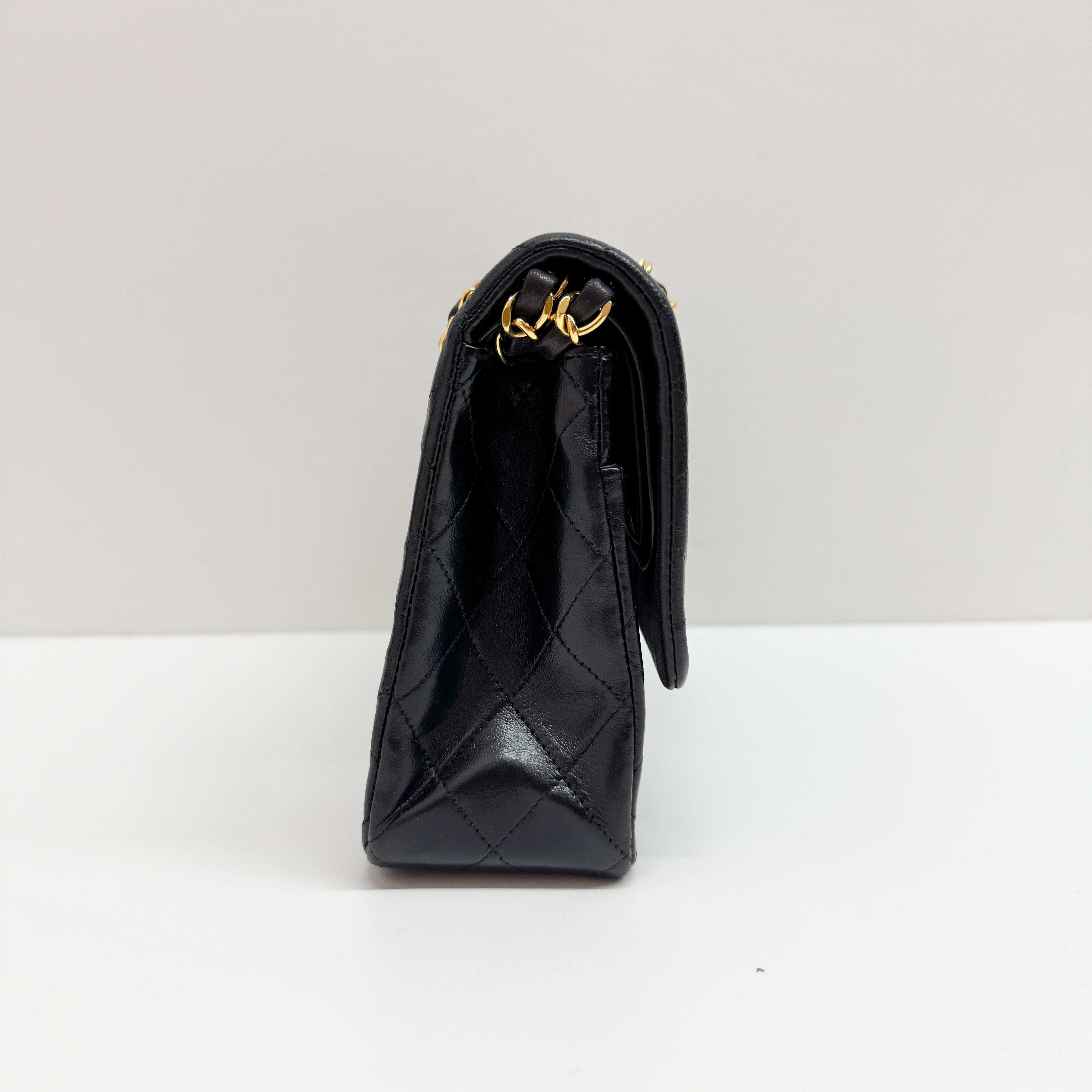 Classic Flap Black Lambskin Leather Shoulder Bag