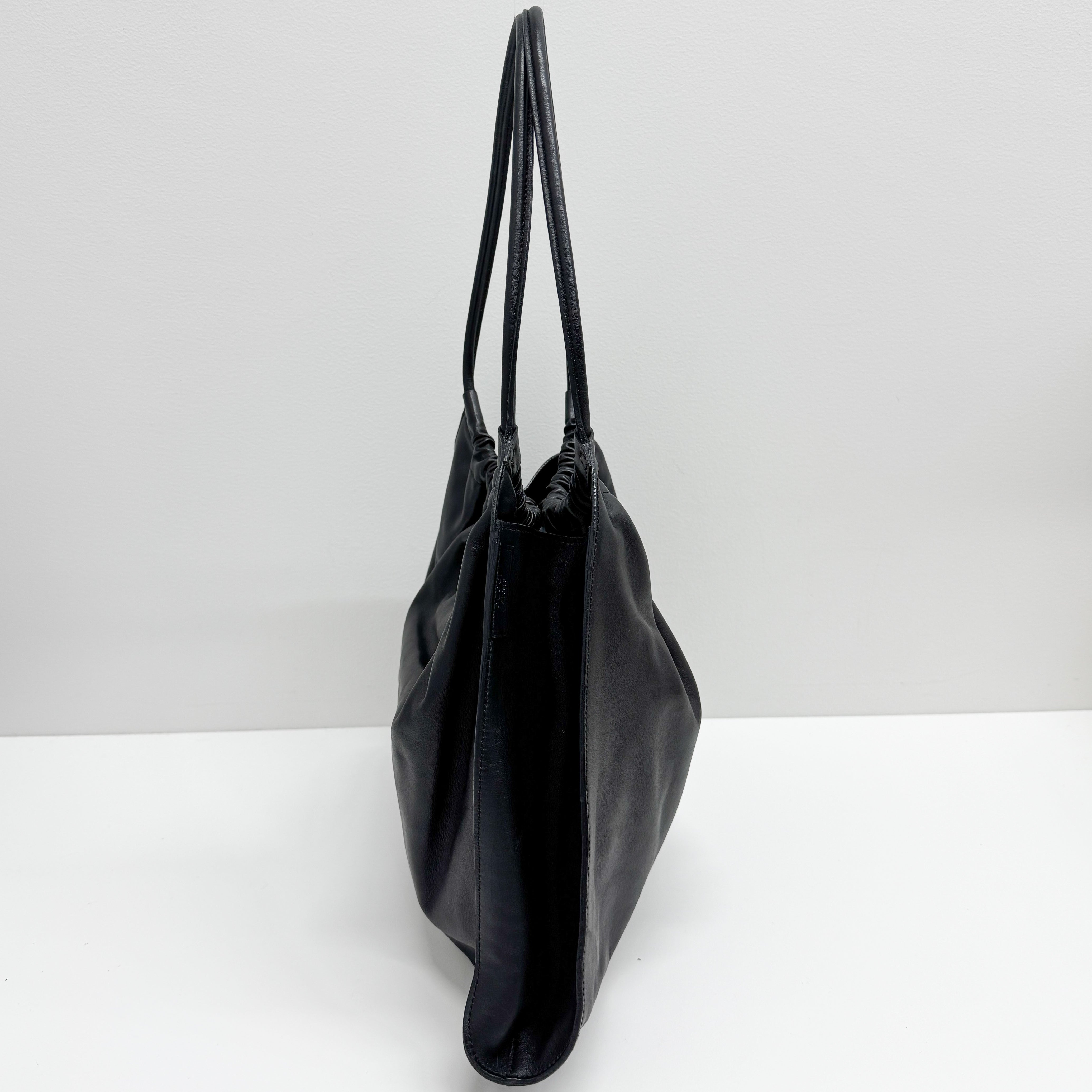 Black Leather Hobo Shoulder Bag