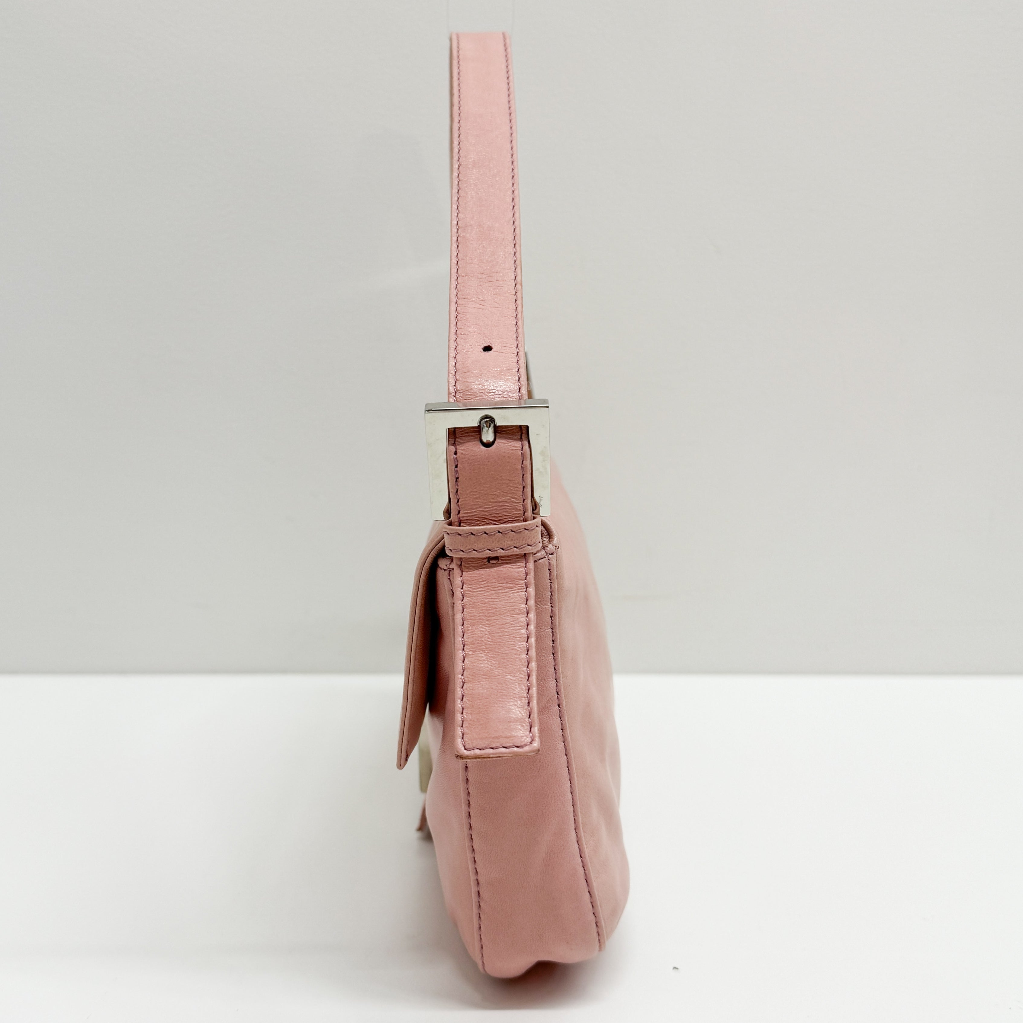 Baguette Pink Leather Shoulder Bag