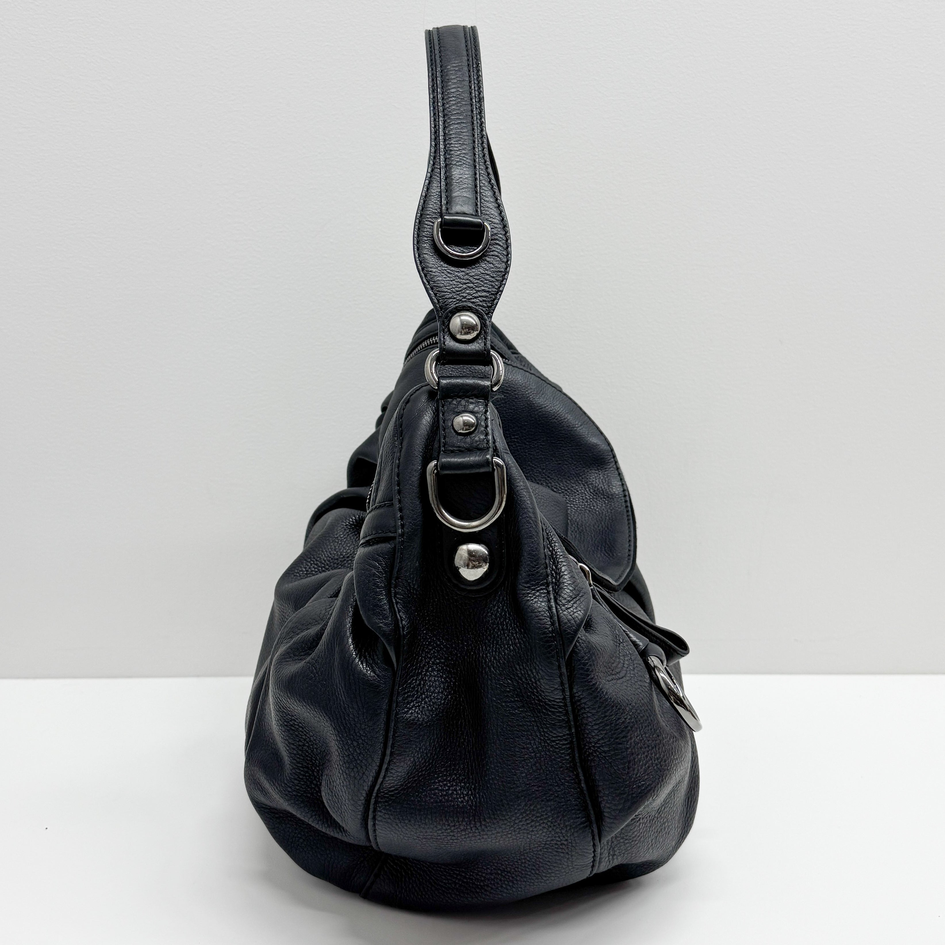 Icon Black Leather Hobo Shoulder Bag