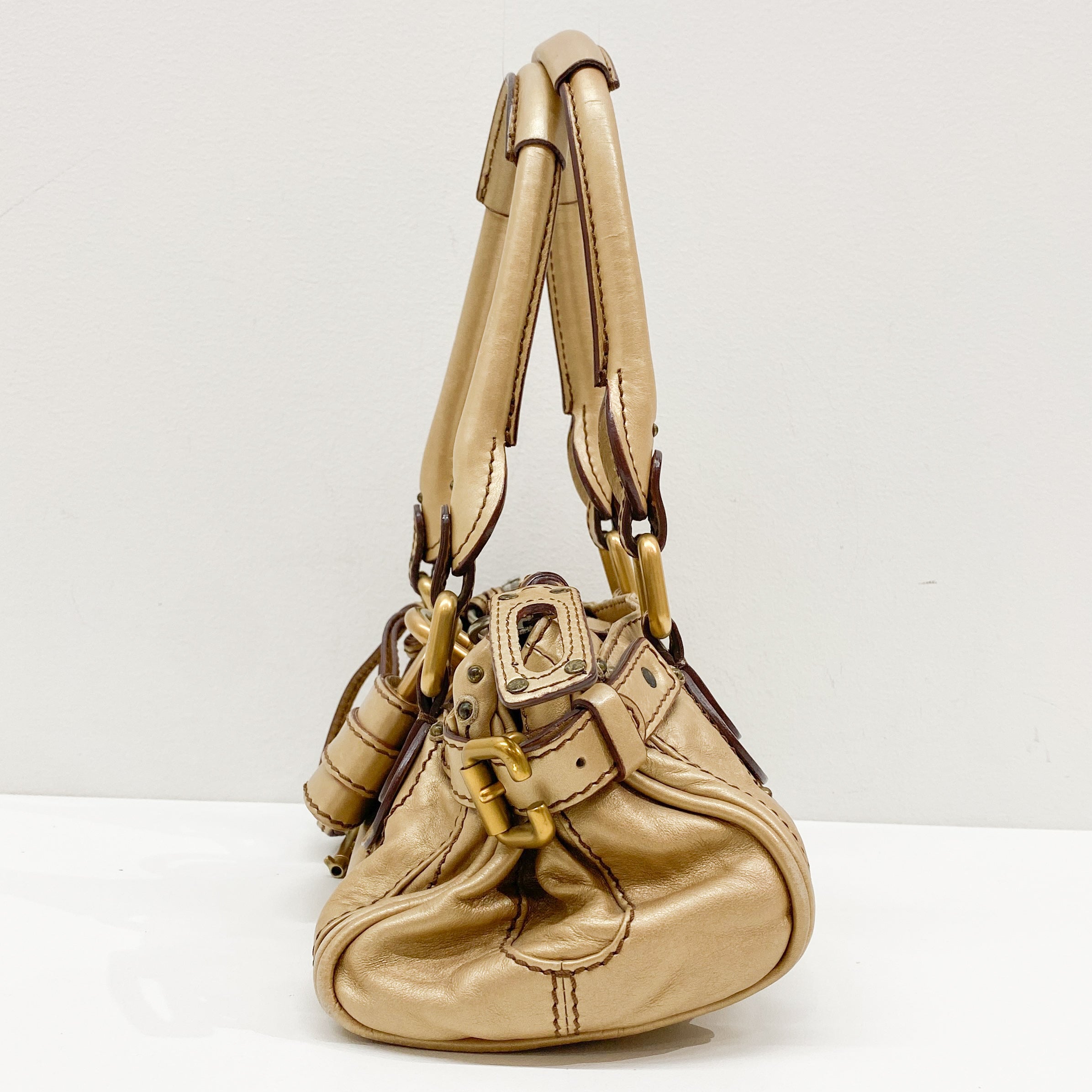 Paddington Mini Gold Leather Shoulder Bag