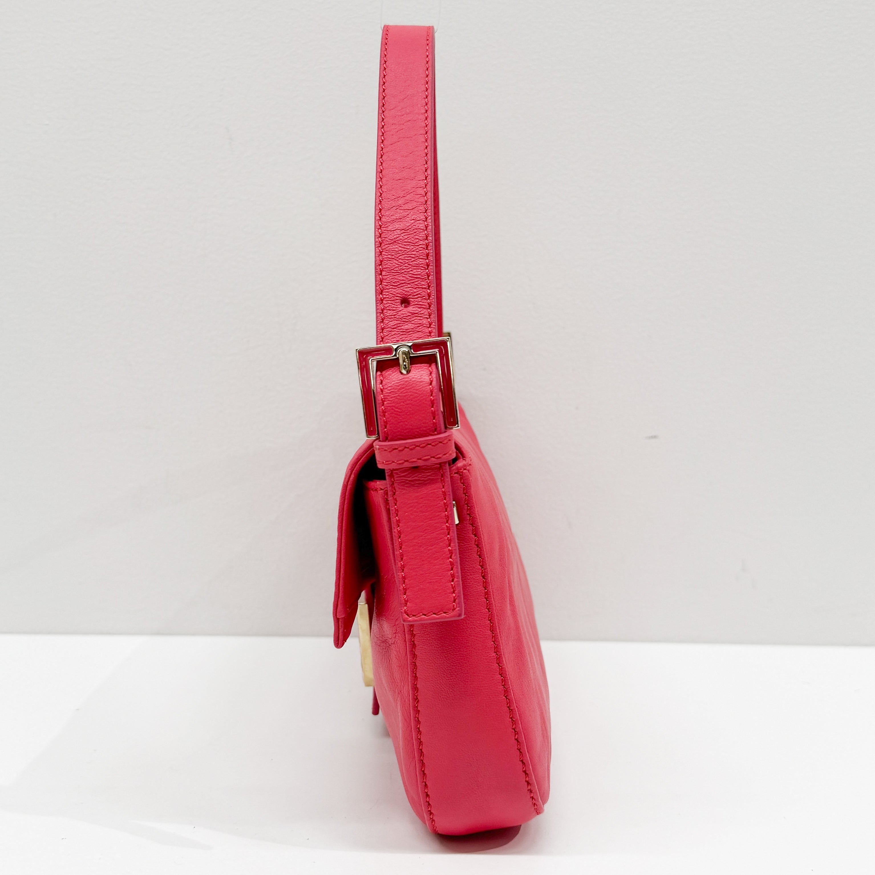 Baguette Pink Leather Shoulder Bag