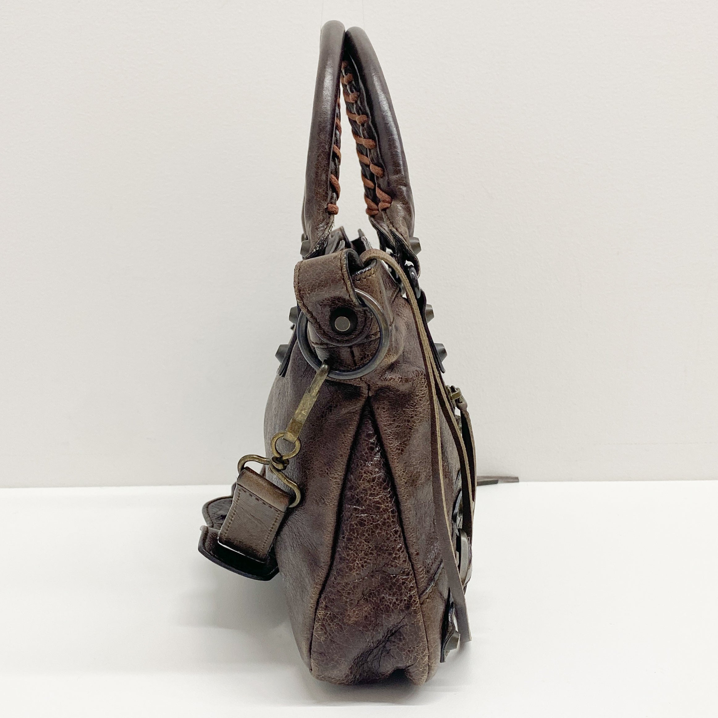 The First Dark Brown Calfskin Leather Two Way Bag