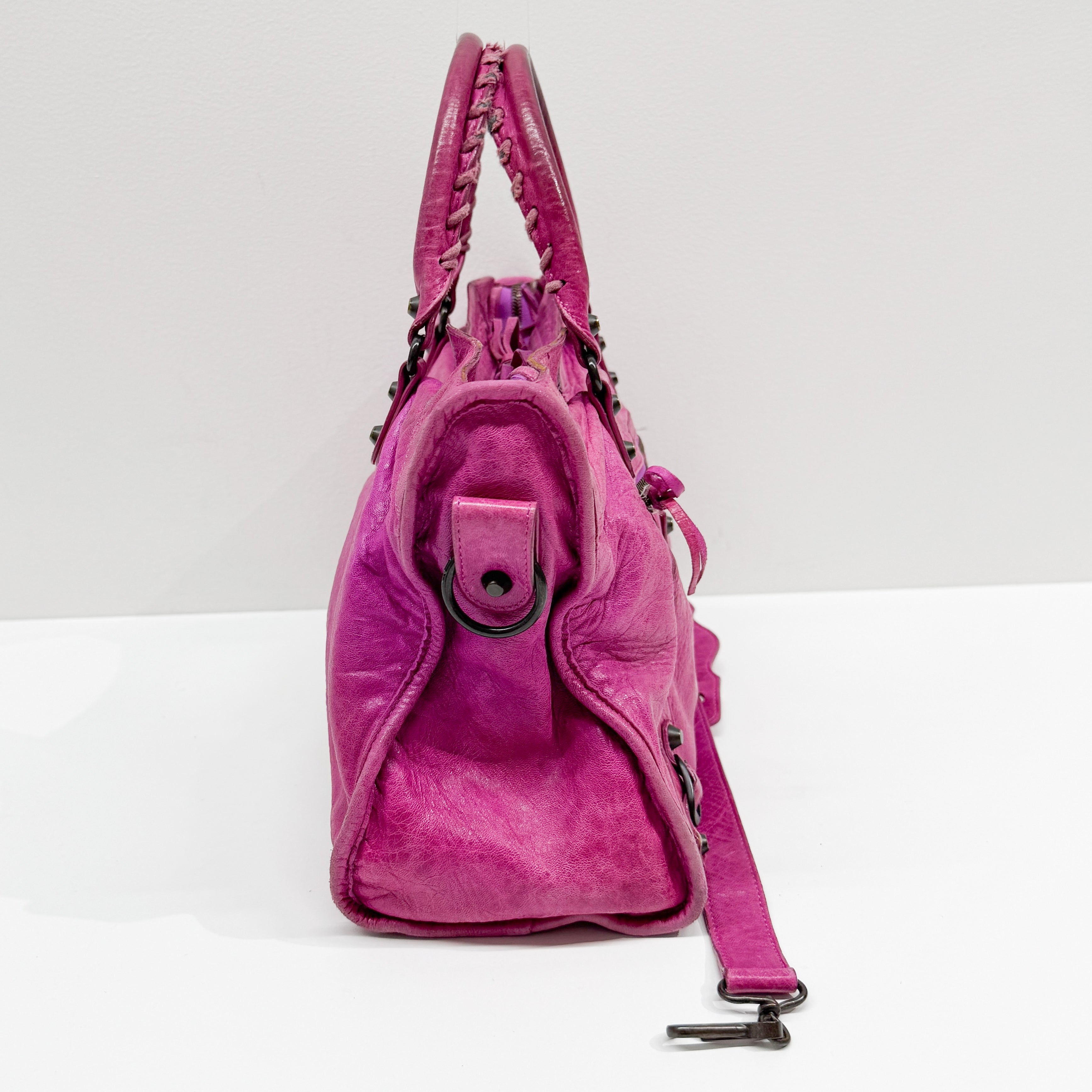 The City Pink Calfskin Leather Two Way Bag