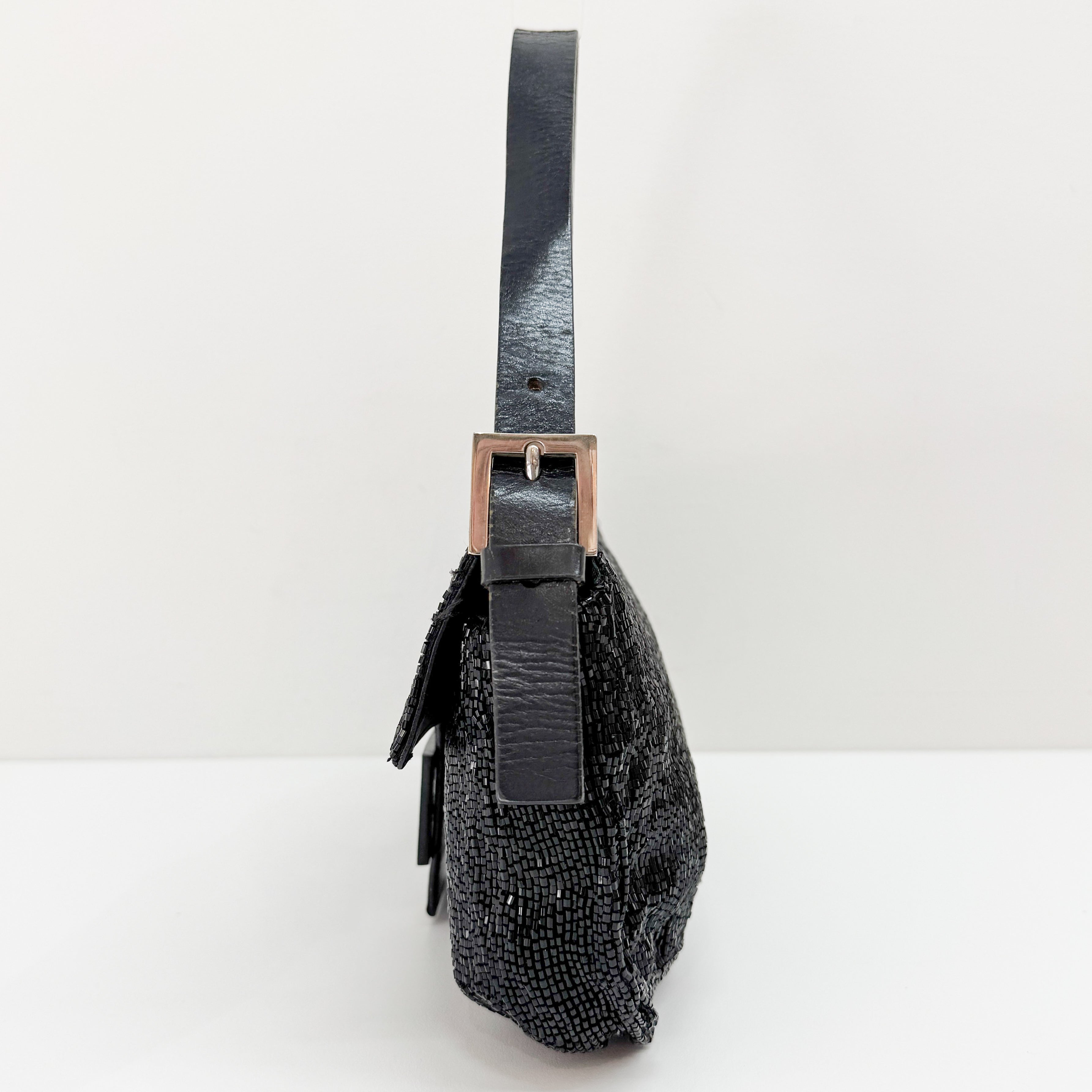 Baguette Black Beading Shoulder Bag