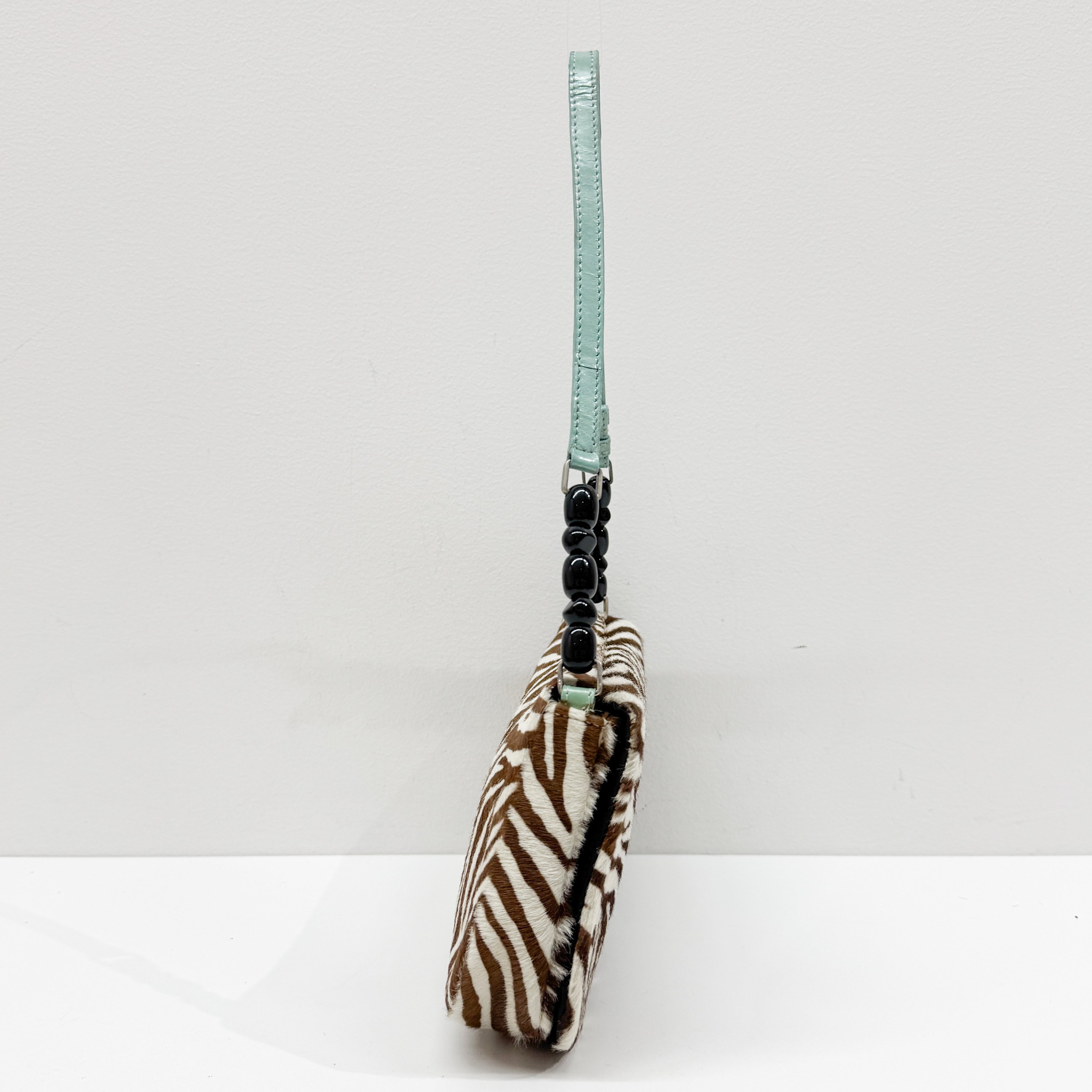 Limited Edition Malice Pearl Zebra Print Pony Hair Shoulder Bag