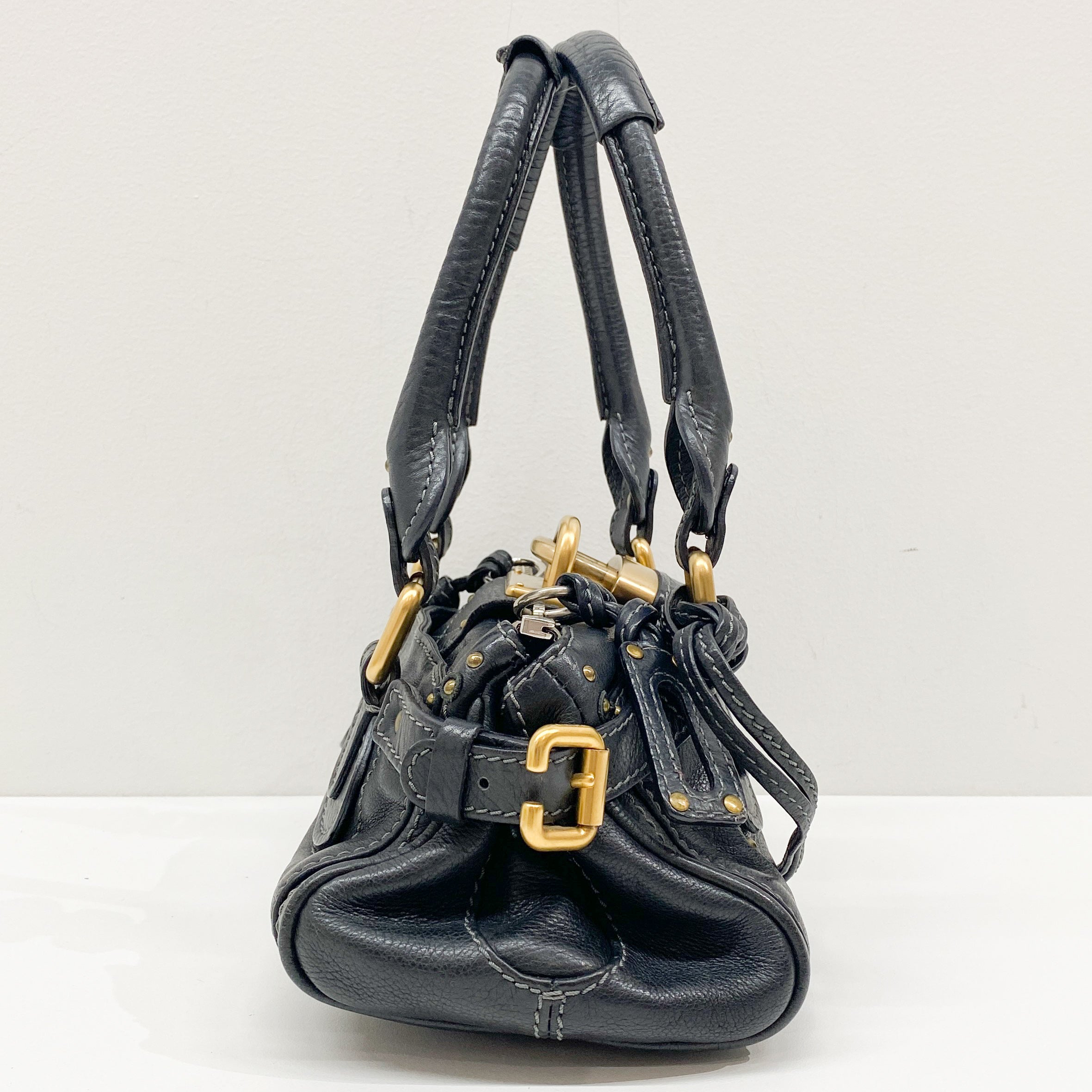 Mini Paddington Black Leather Shoulder Bag