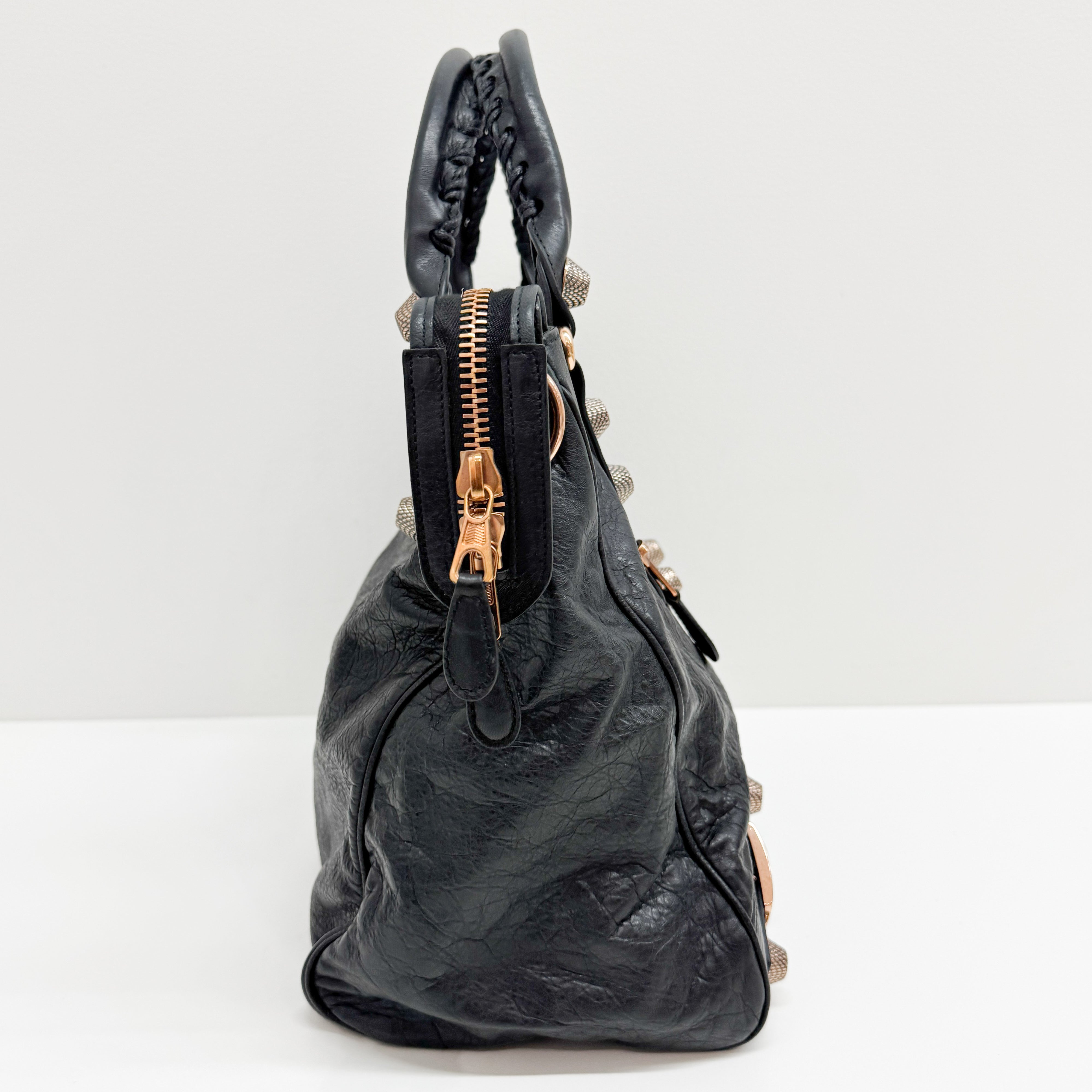 The Velo Black Calfskin Leather Two Way Bag