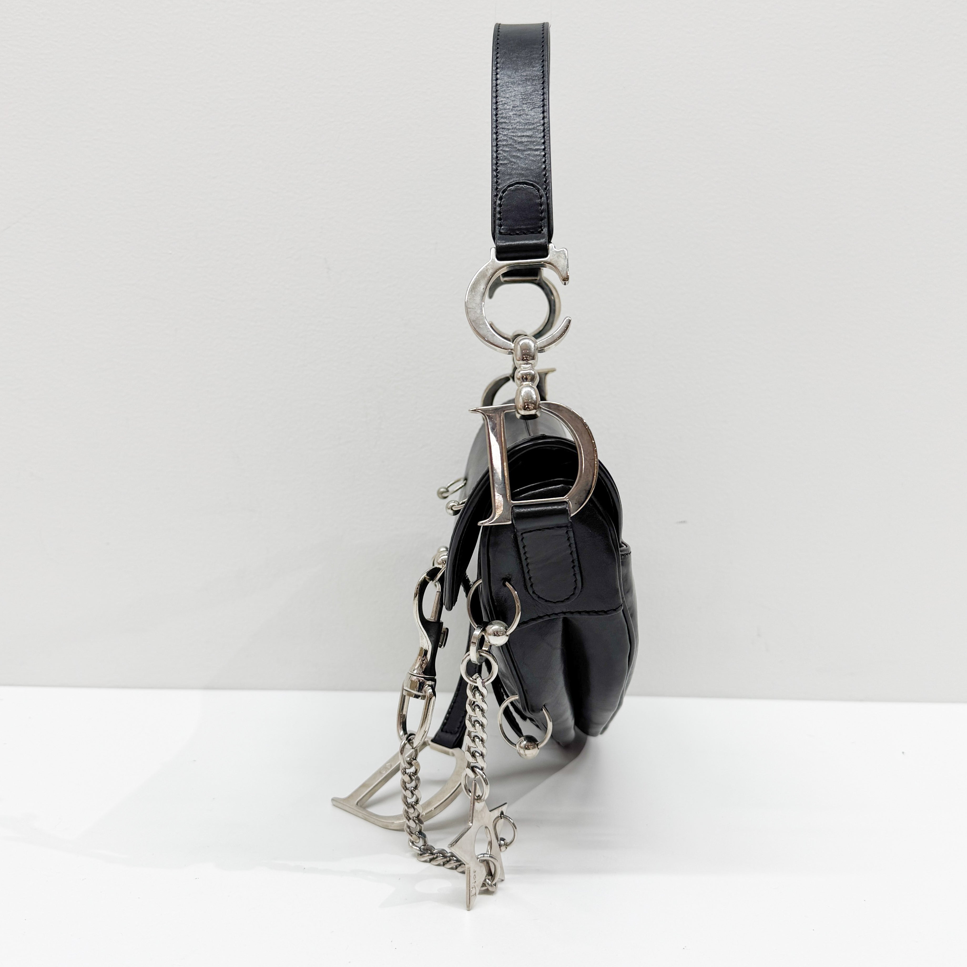 Hardcore Piercing Black Leather Shoulder Bag