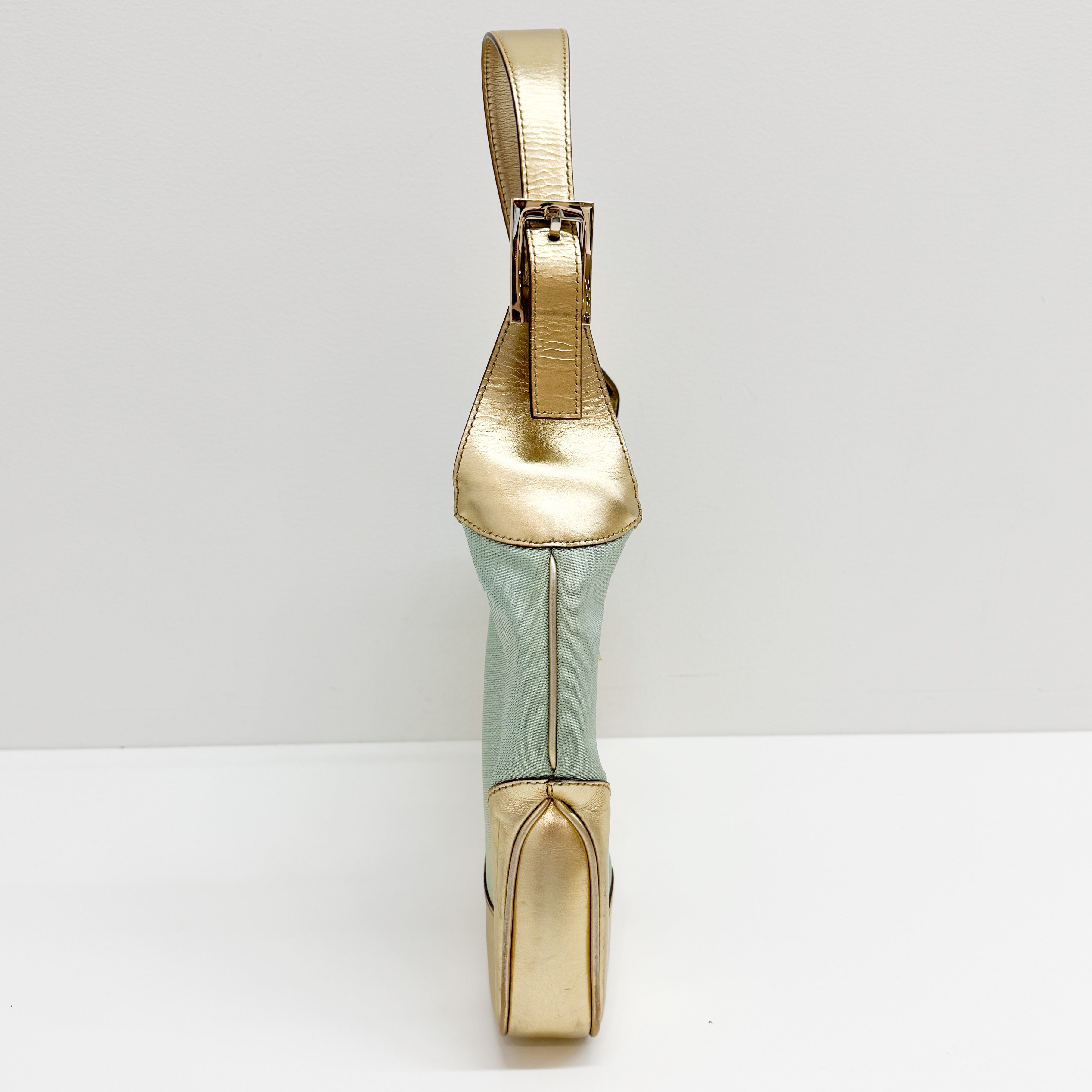 Jackie Blue & Gold Canvas Shoulder Bag