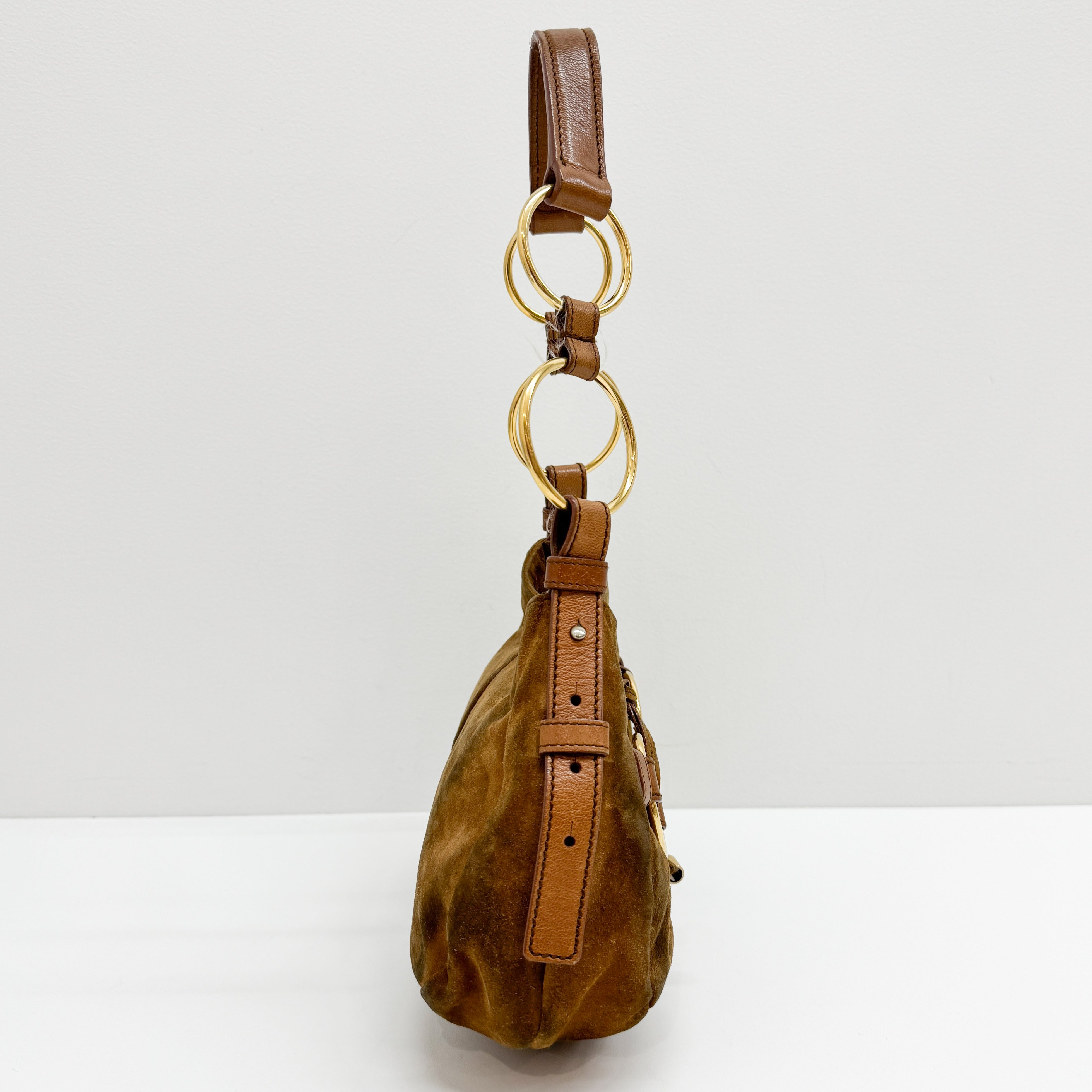 Vintage Brown Suede Shoulder Bag