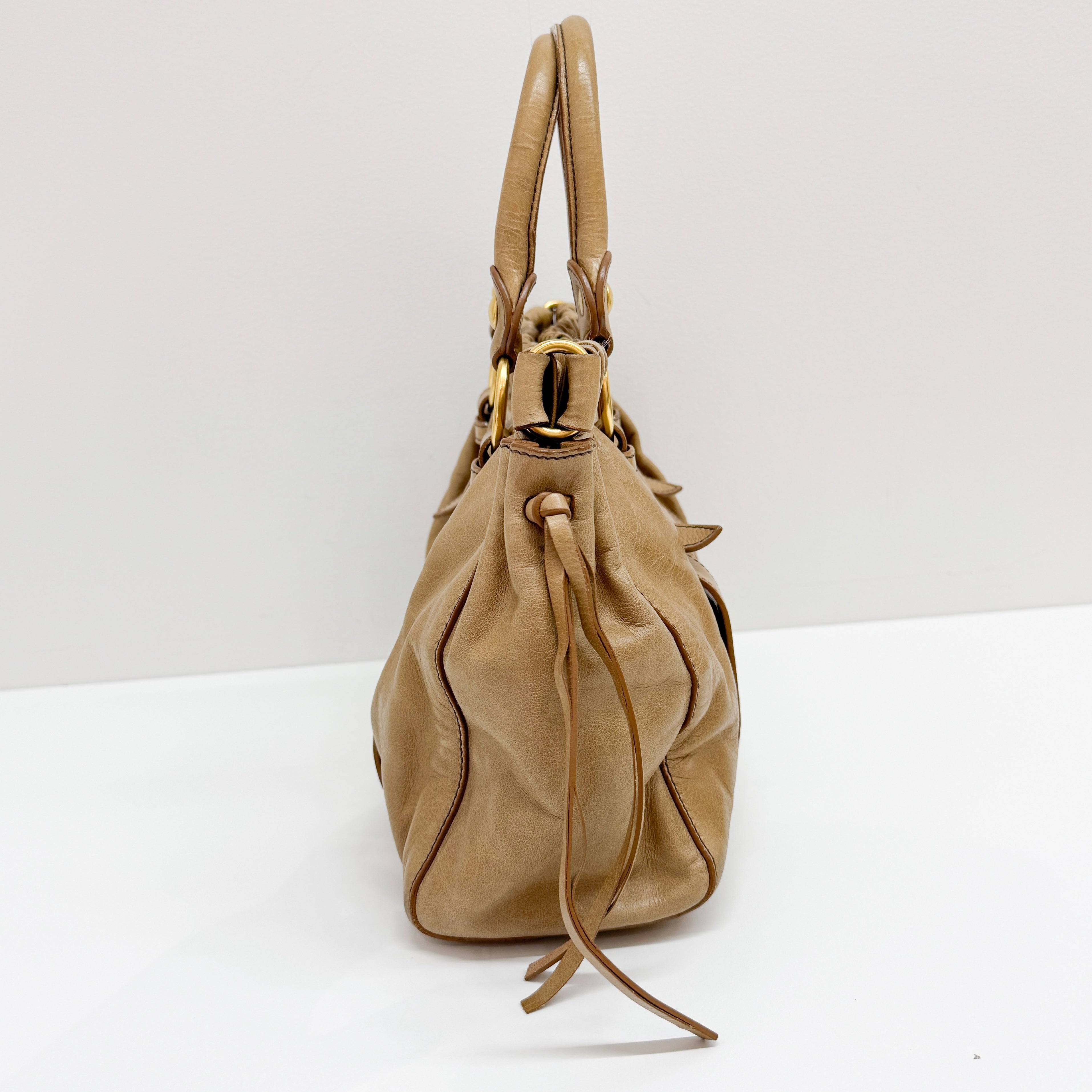 Vitello Brown Calfskin Leather Two Way Bag