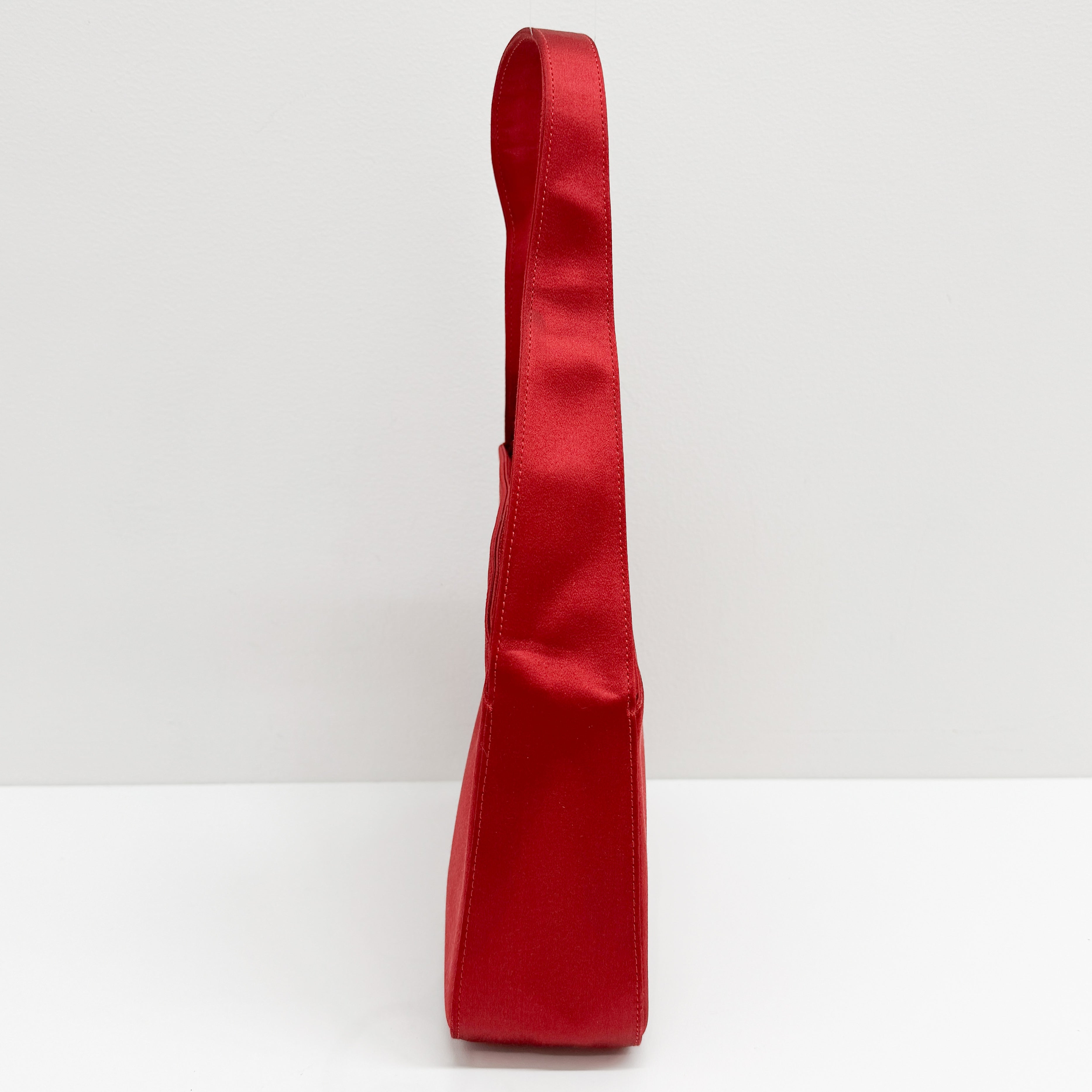 Vintage Red Triangle Satin Shoulder Bag