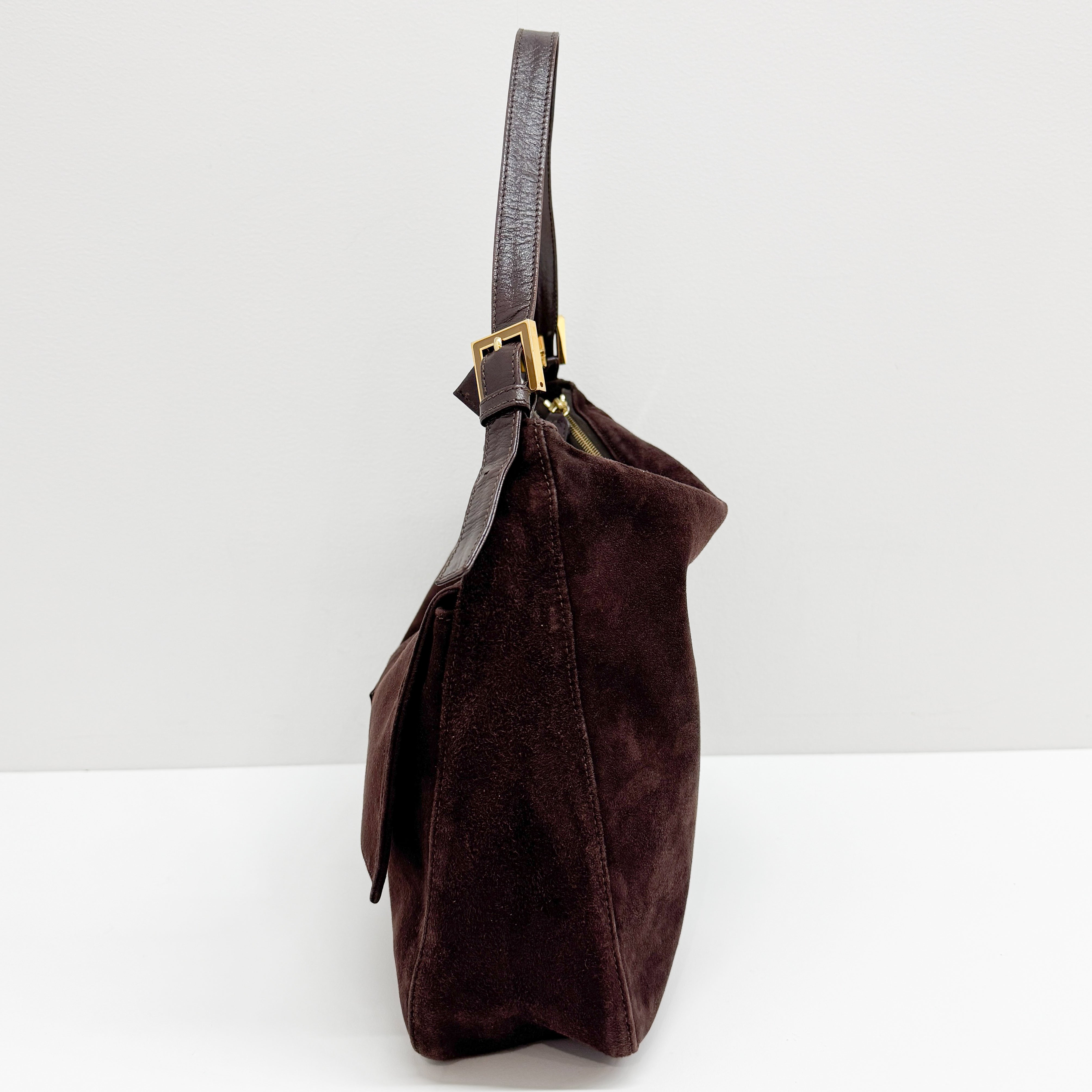 Mamma Baguette Brown Suede Shoulder Bag