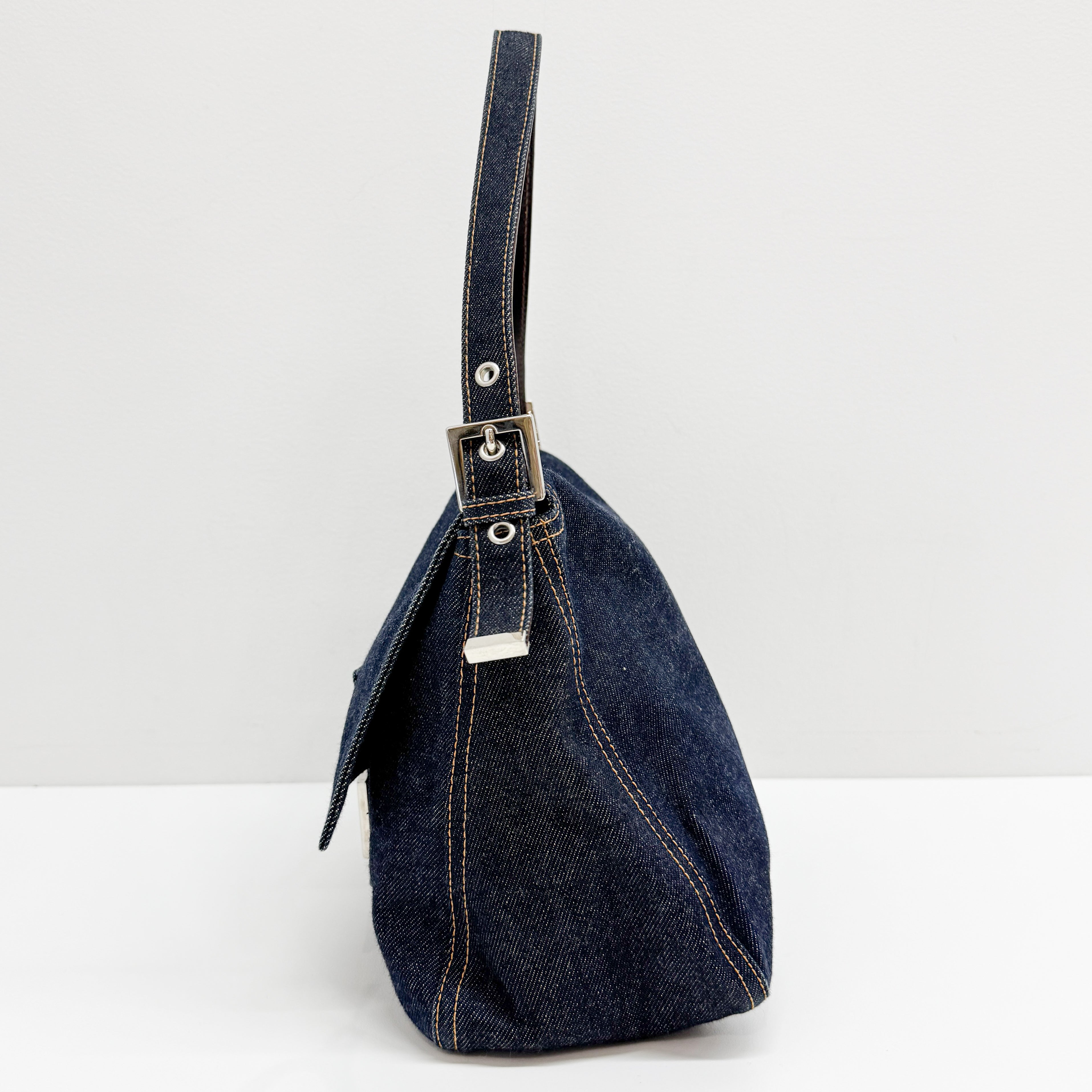 Mamma Baguette Blue Denim Shoulder Bag