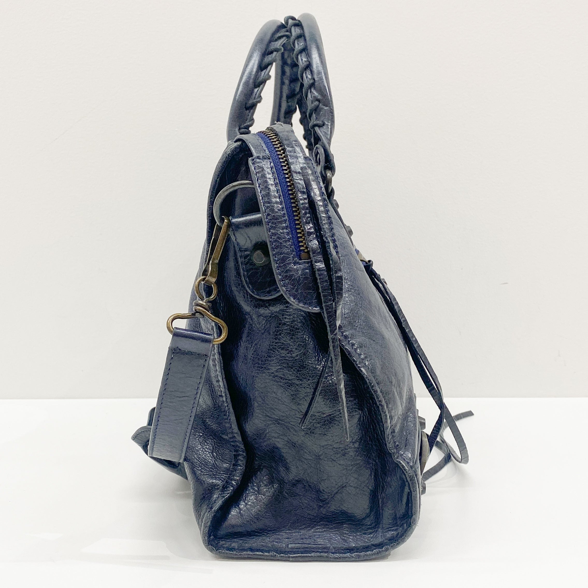 The City Navy Leather Bag