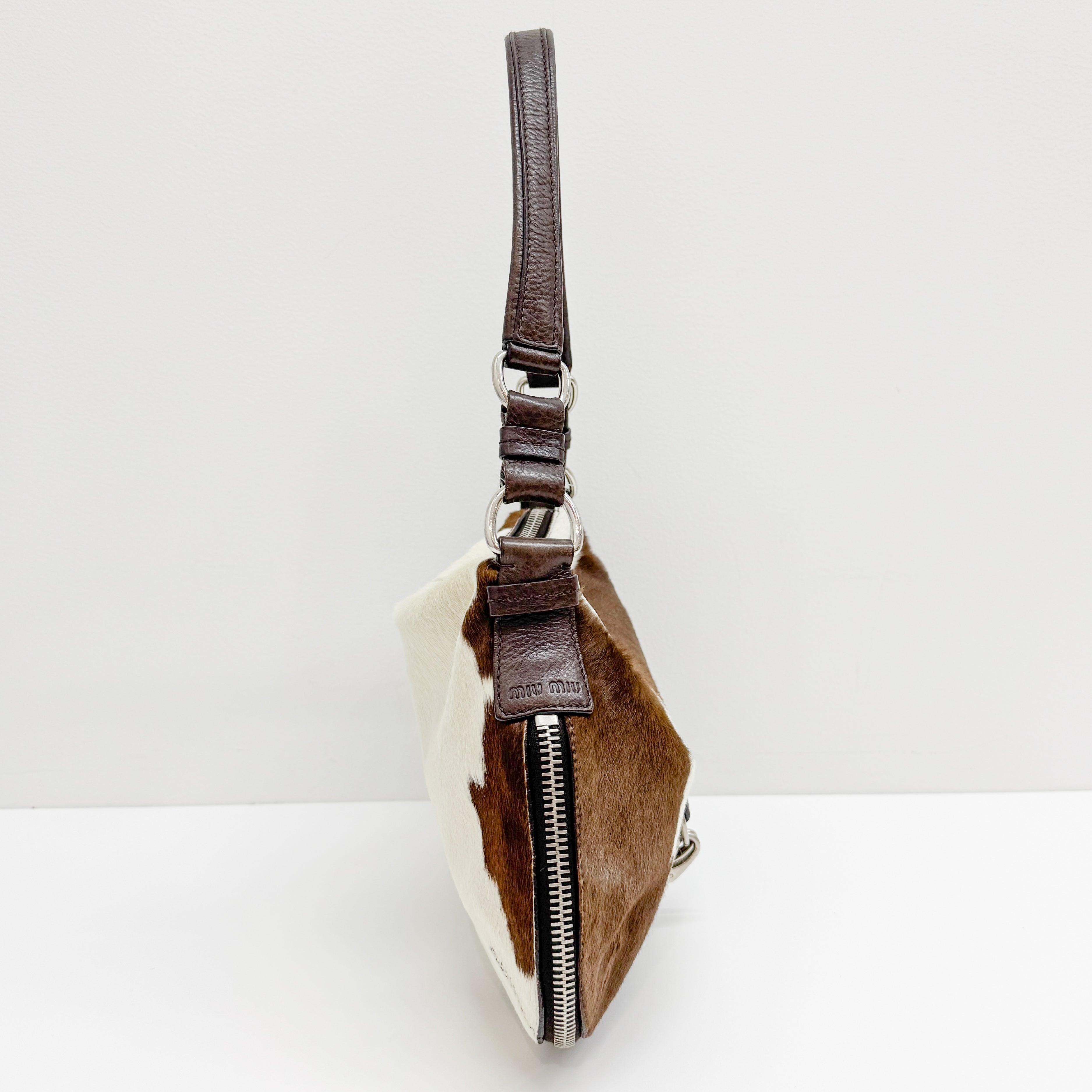 Beau Brown Cow Print Pony Hair Shoulder Bag