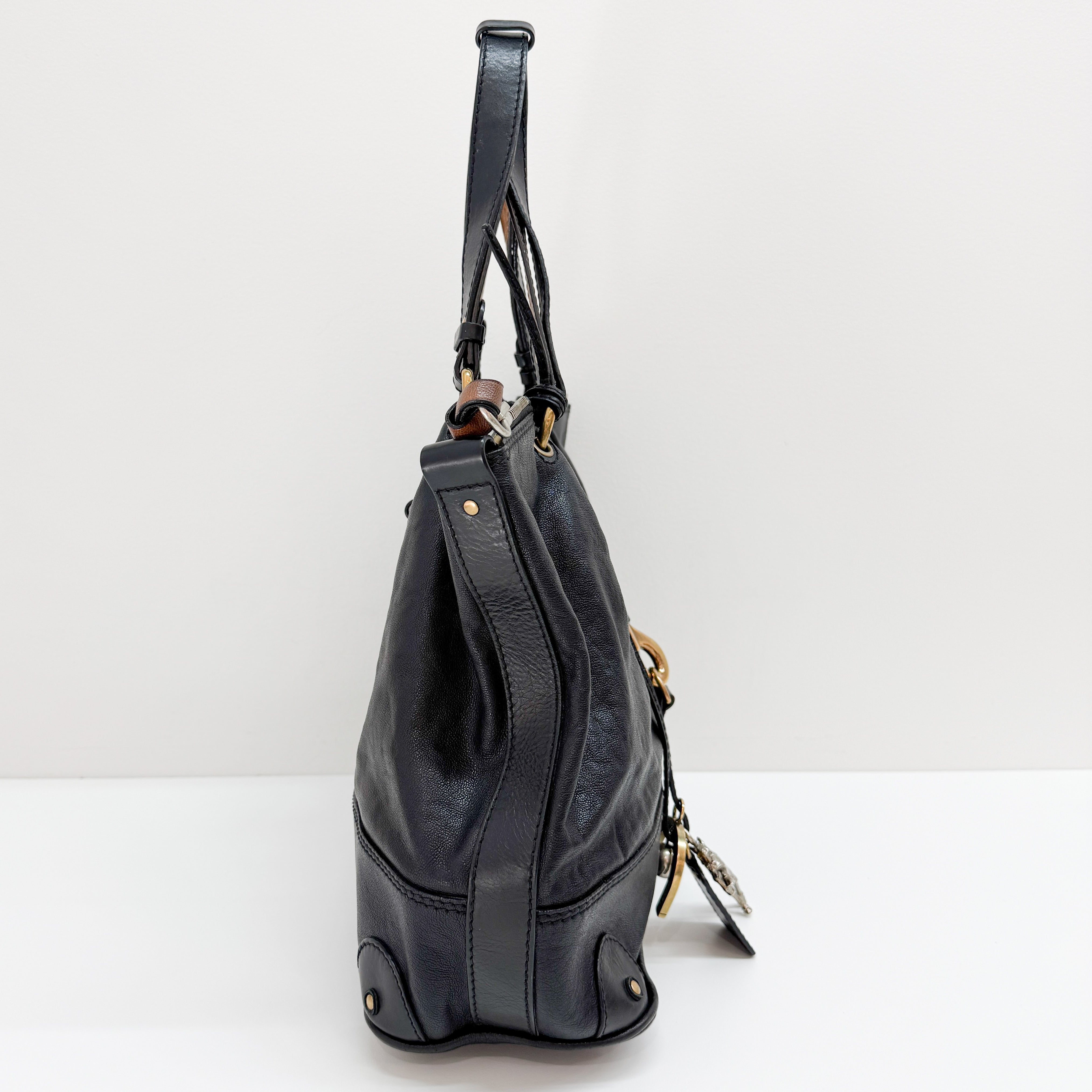 Kerala Black Leather Two Way Bag