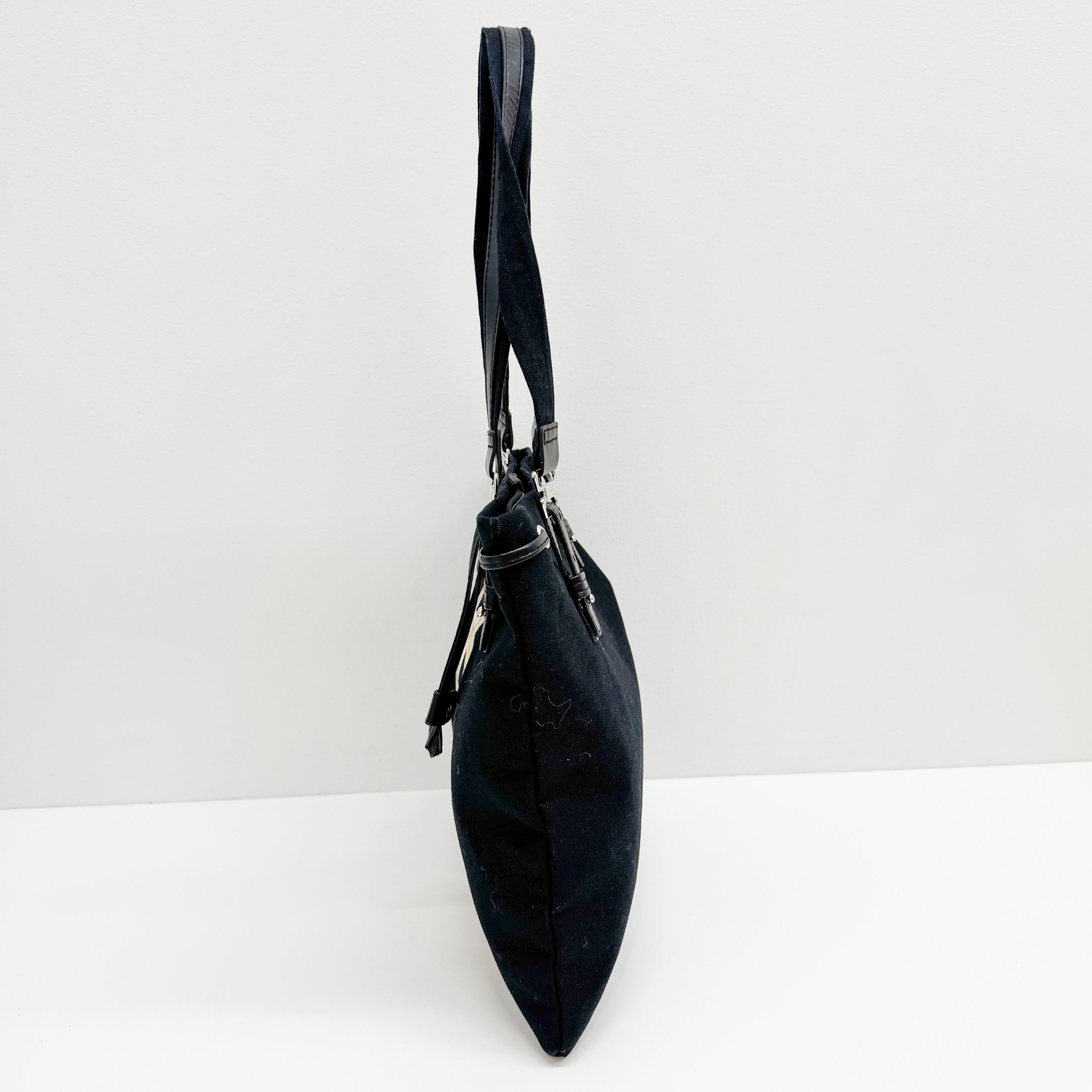 Vintage Black Canvas Shoulder Bag