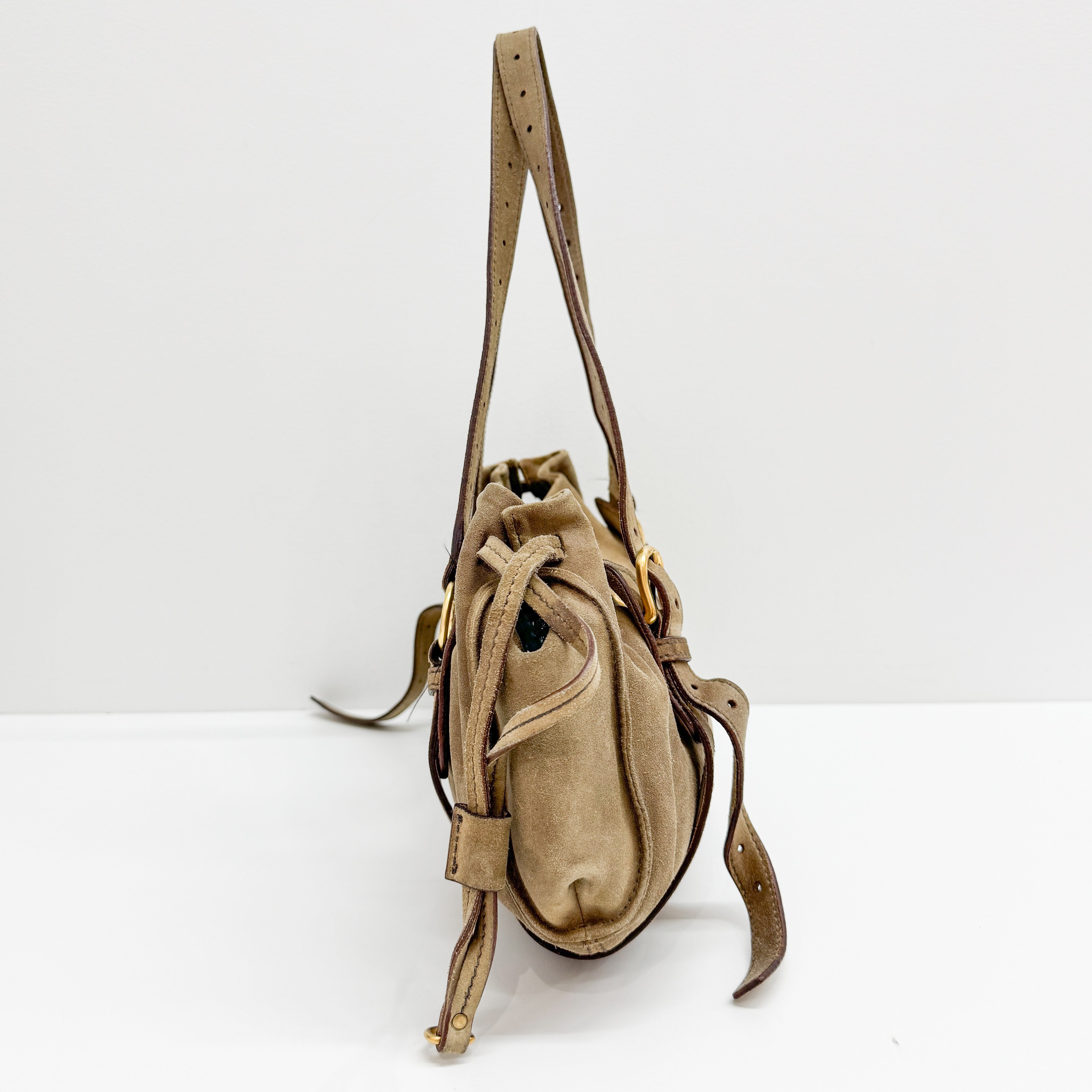 Archive Beige Suede Shoulder Bag