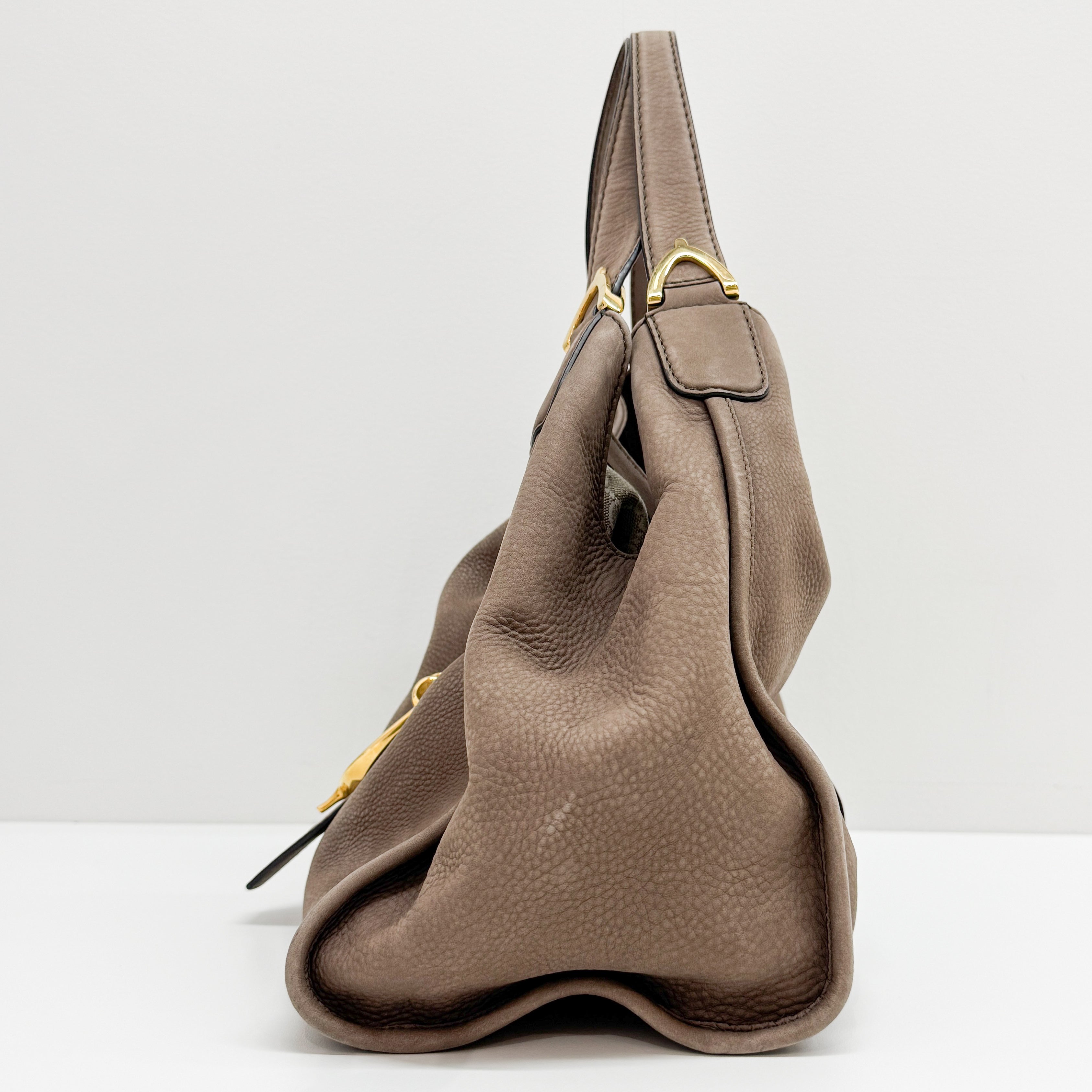 Stirrup Brown Nubuck Leather Shoulder Bag