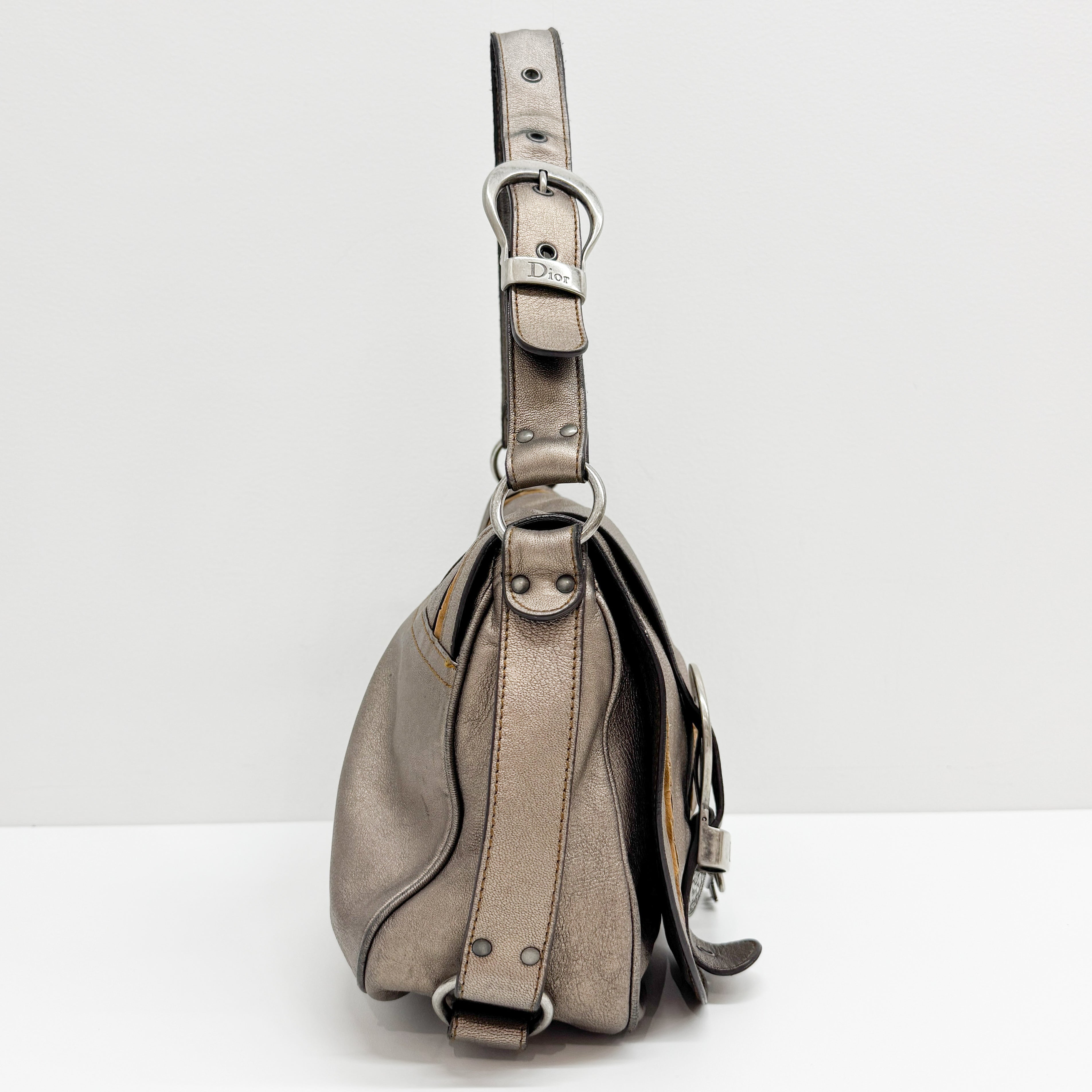 Gaucho Bronz Metallic Calfskin Leather Shoulder Bag