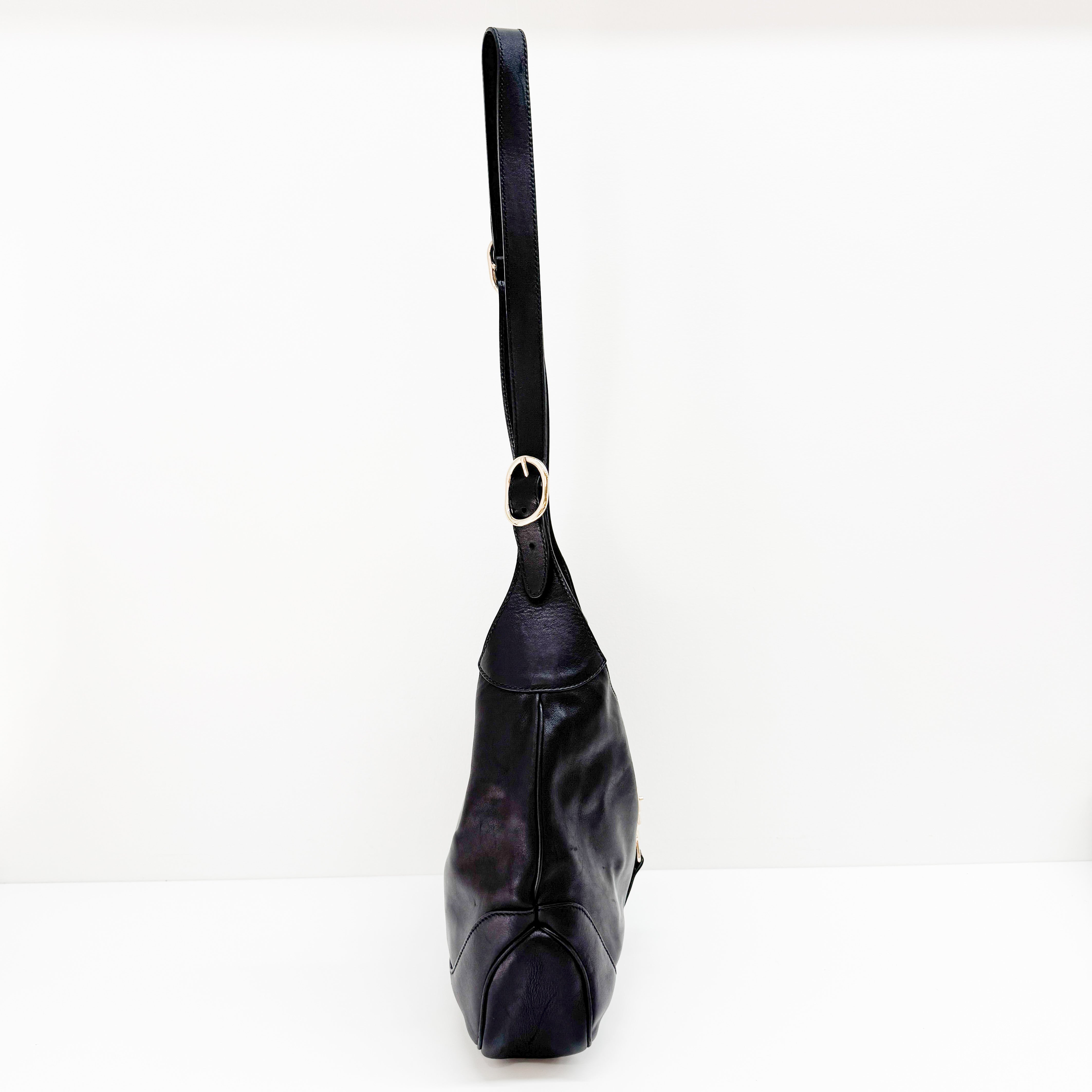 Jackie Black Leather Shoulder Bag