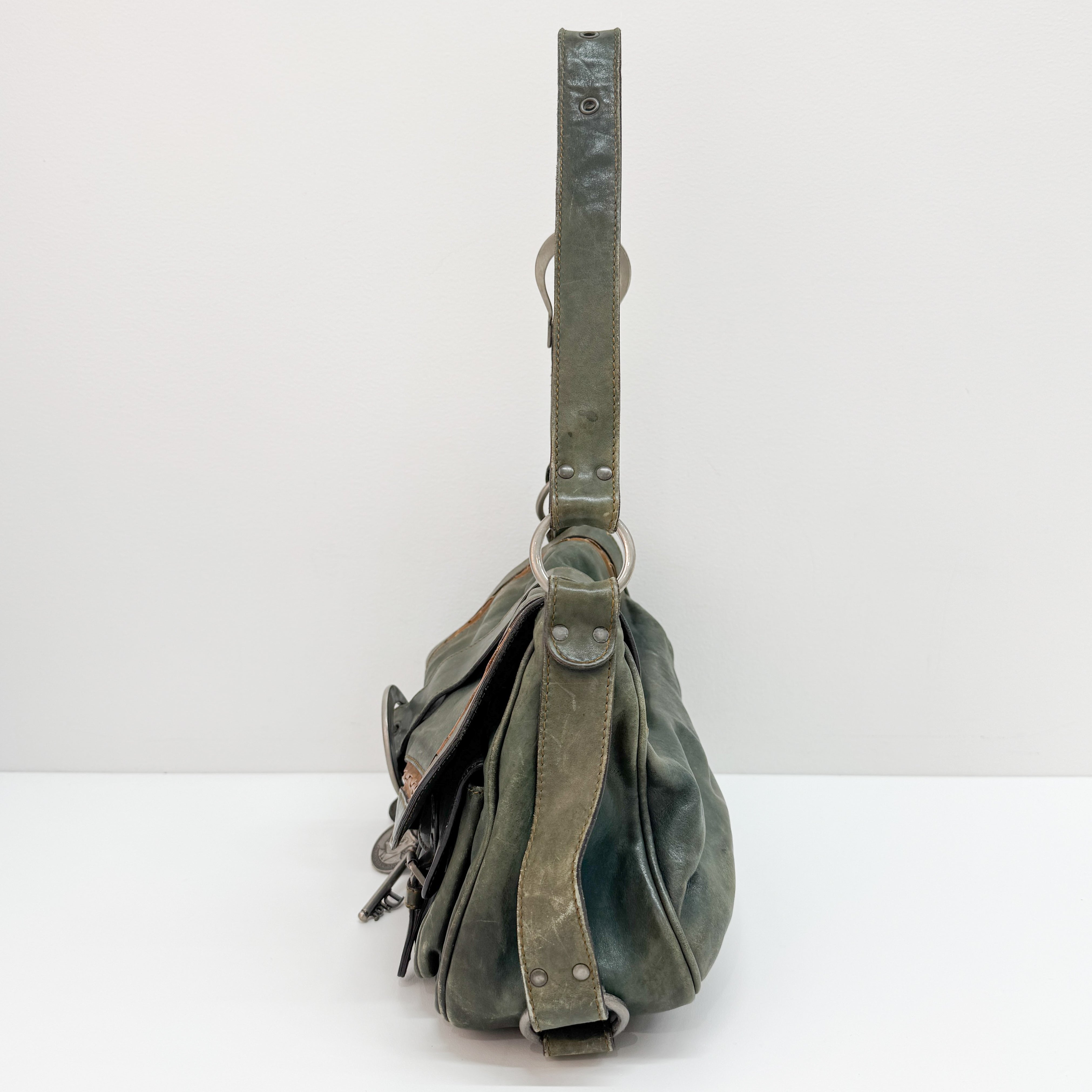 Gaucho Green Calfskin Leather Shoulder Bag