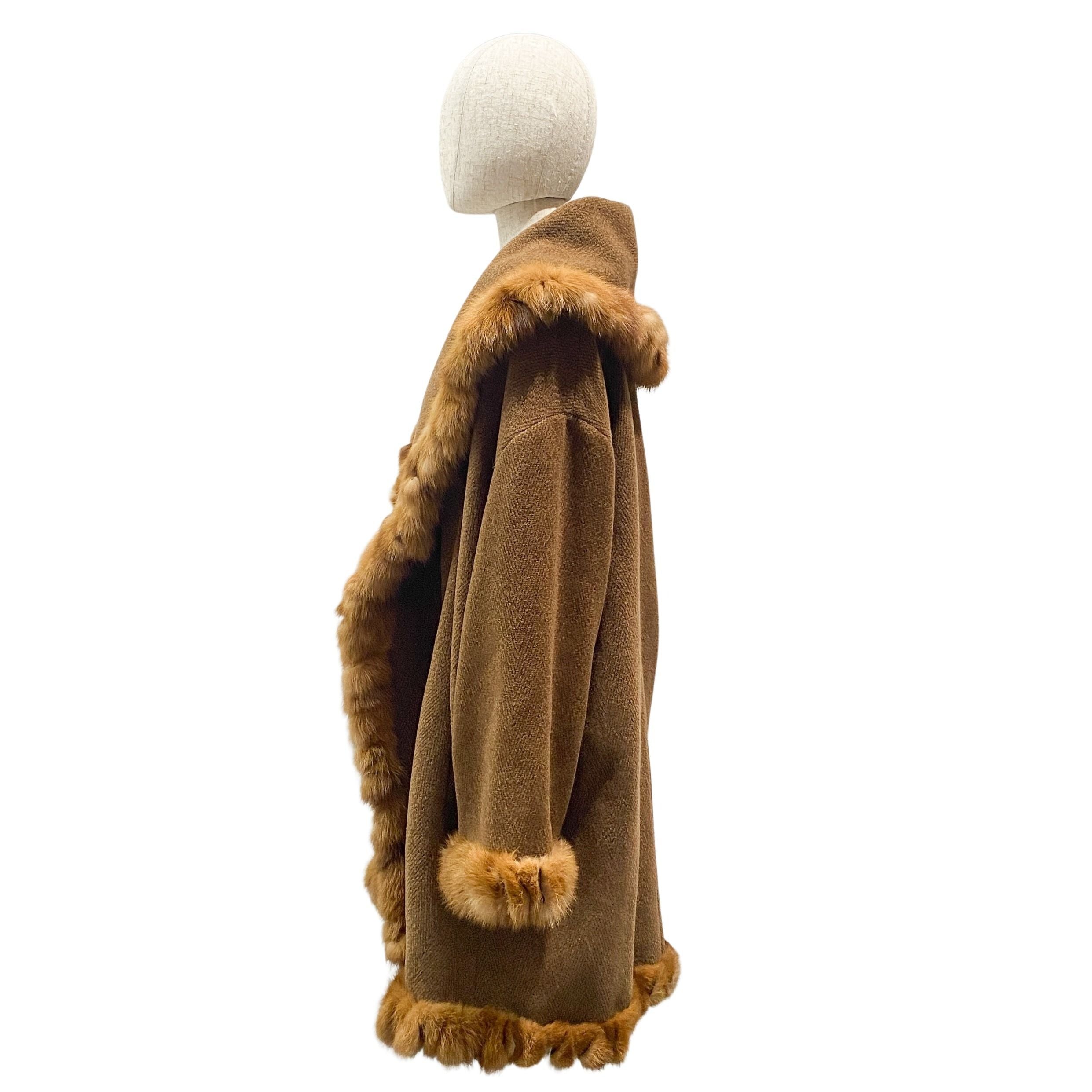 Size 38 EU Brown Fur and Wool Coat