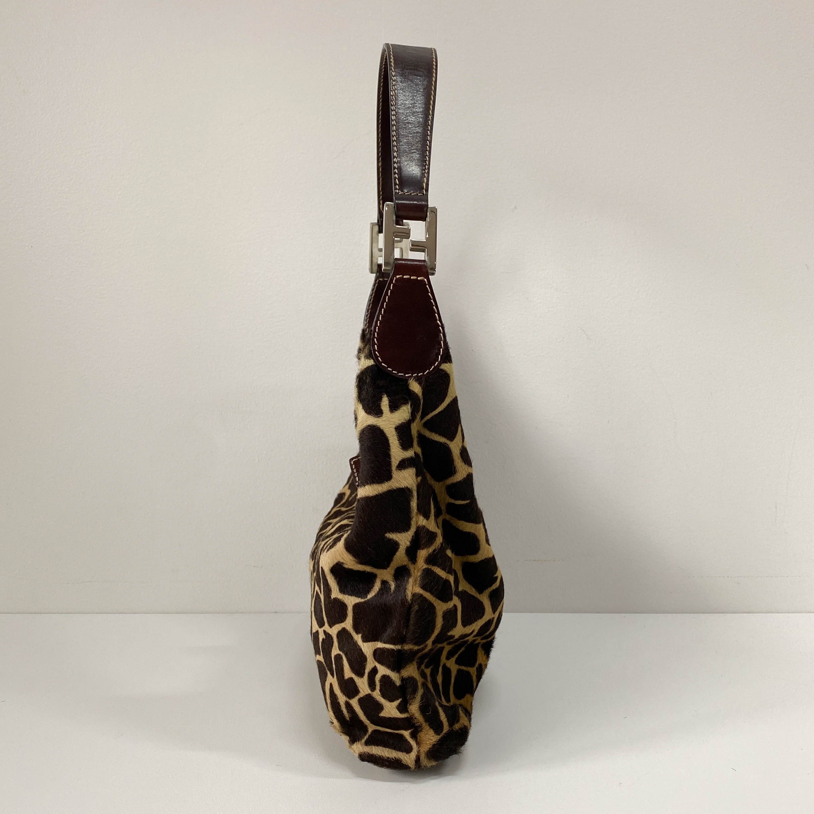 Zucca Giraffe Print Pony Hair Shoulder Bag