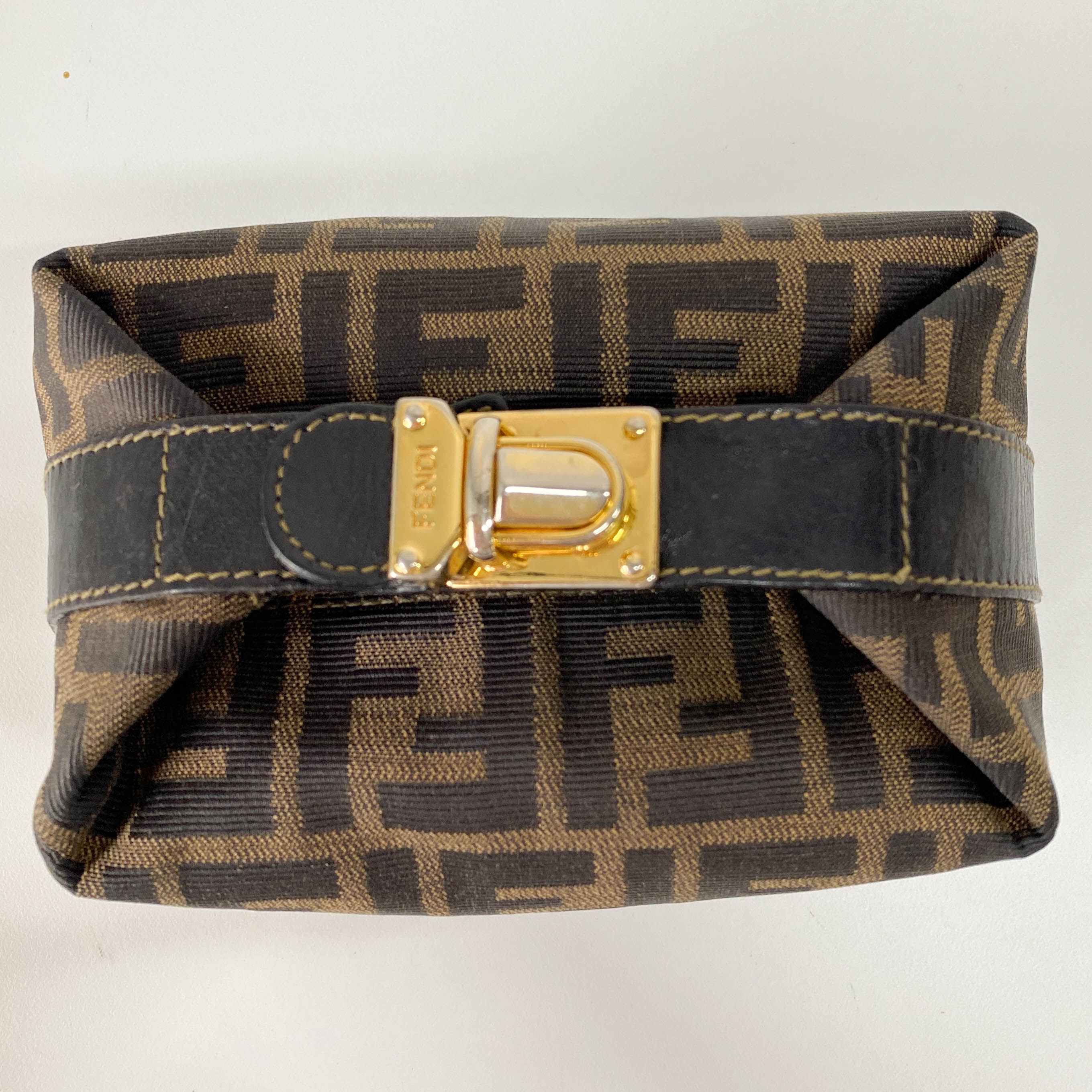 Zucca Brown Canvas Vanity Pouch