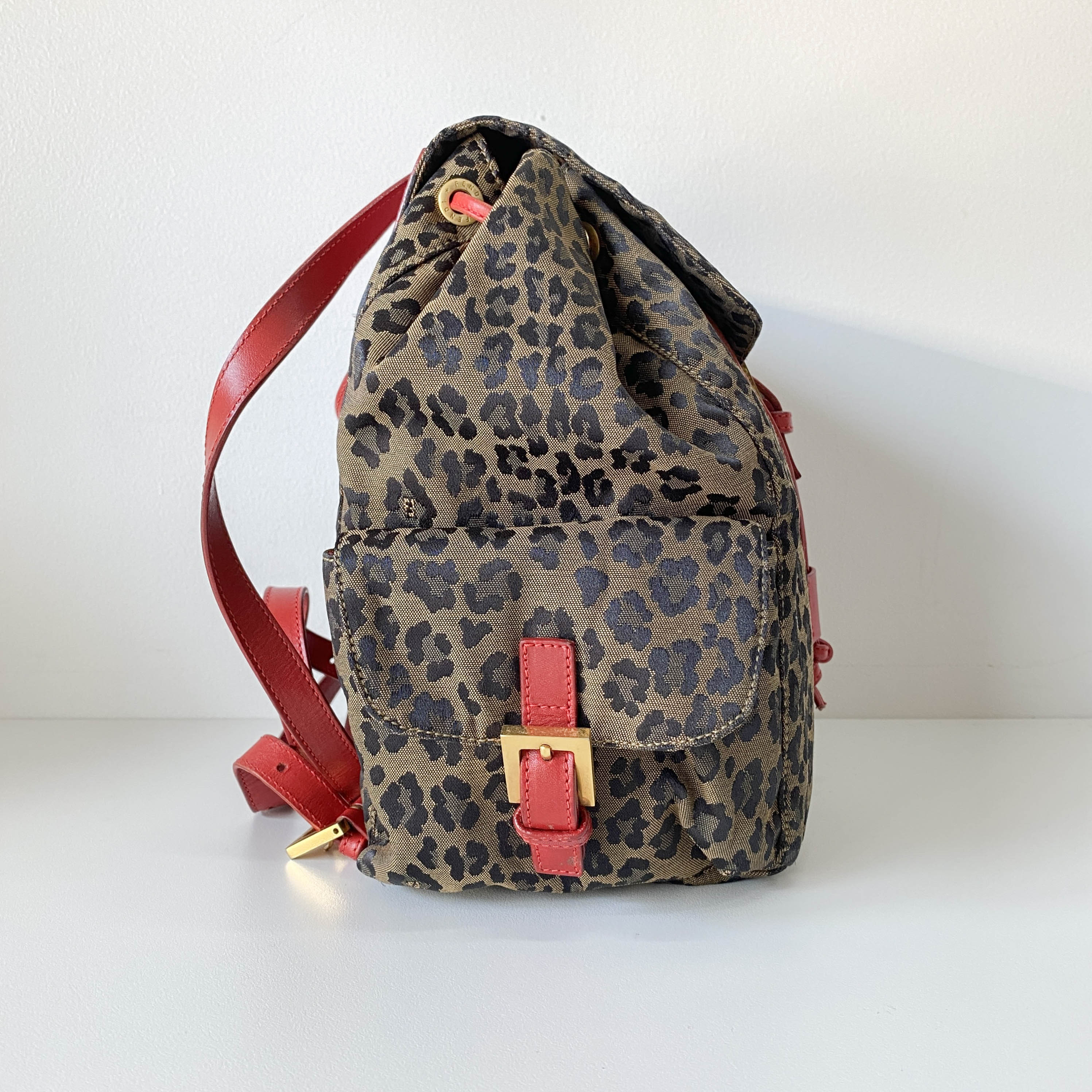 Brown Leopard Print Canvas Backpack