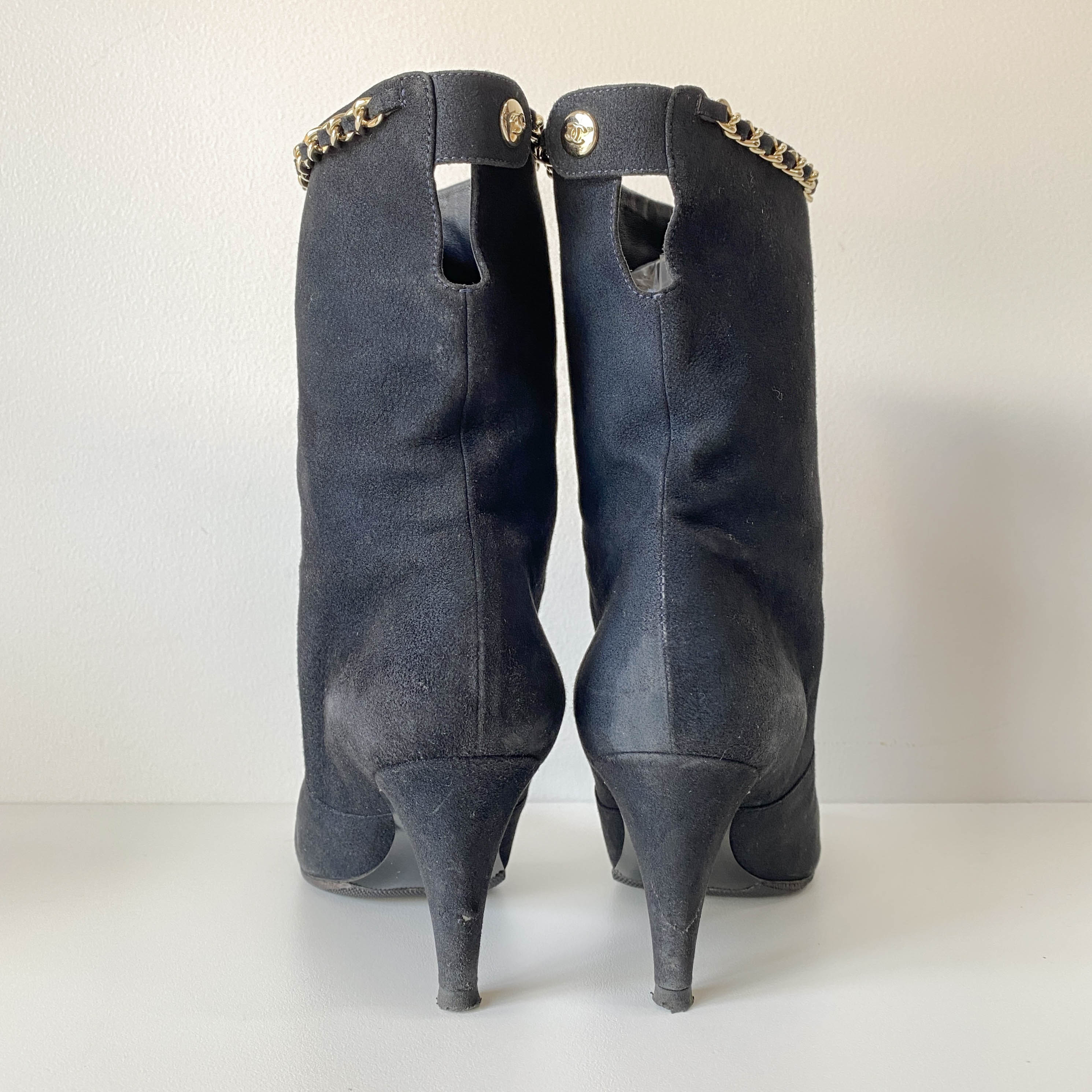 Size 36 1/2 Black Suede Calf High Boots