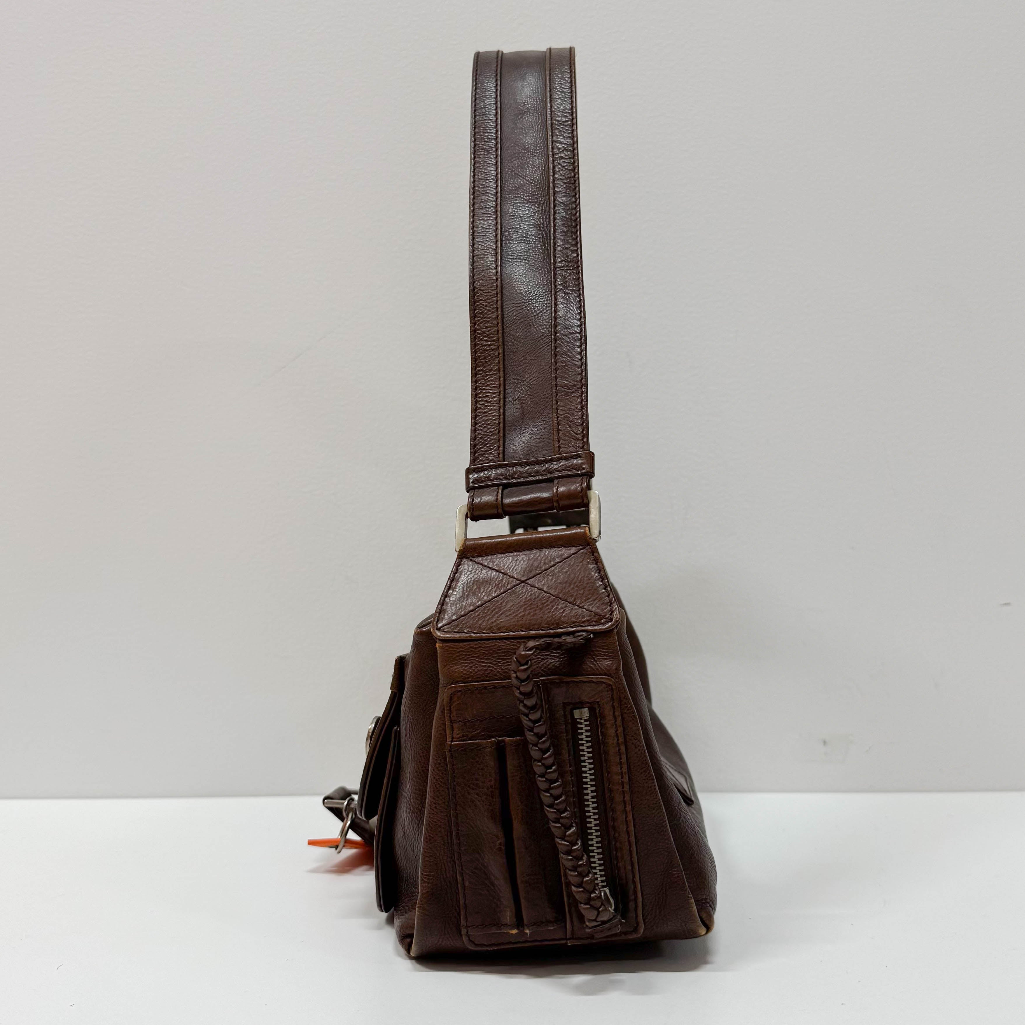 Flight Brown Leather Shoulder Bag