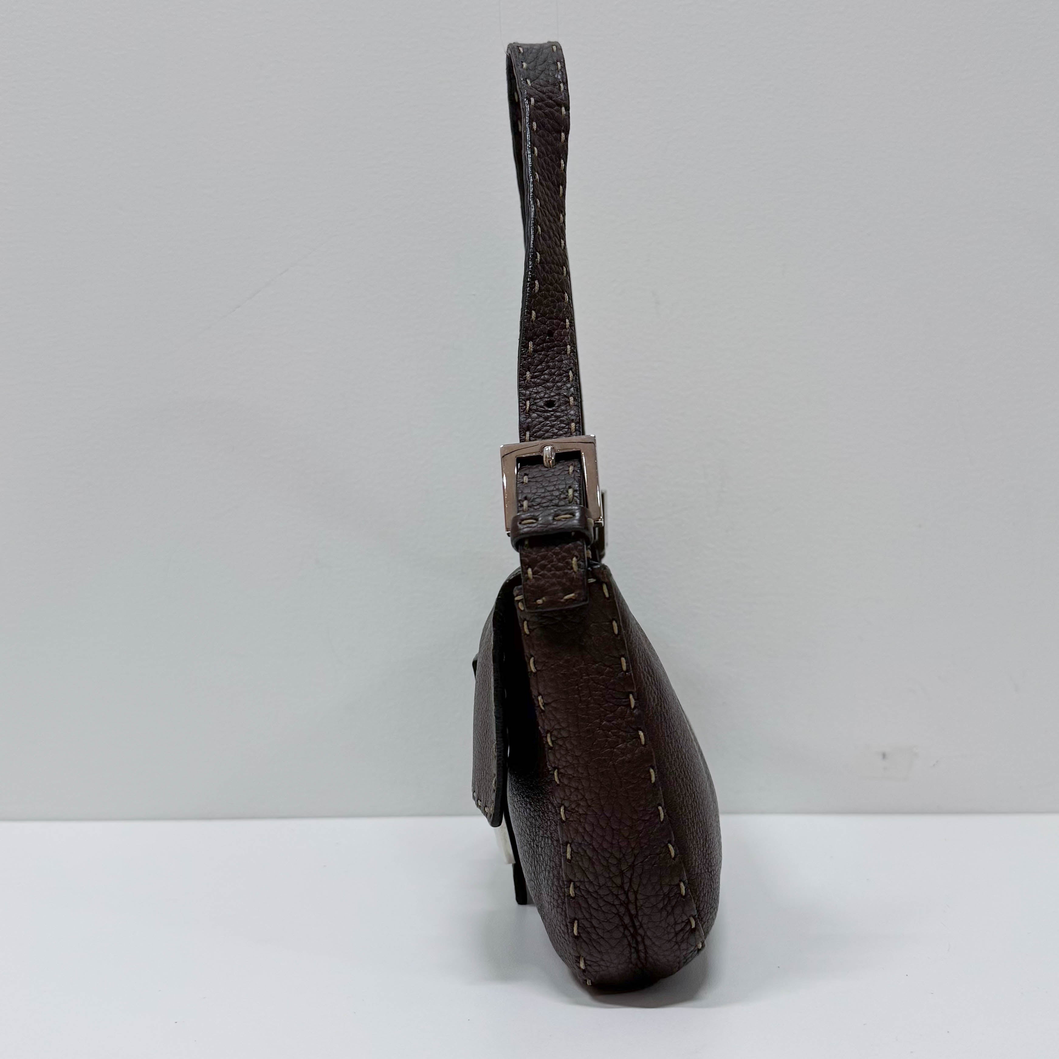 Selleria Baguette Brown Leather Shoulder Bag