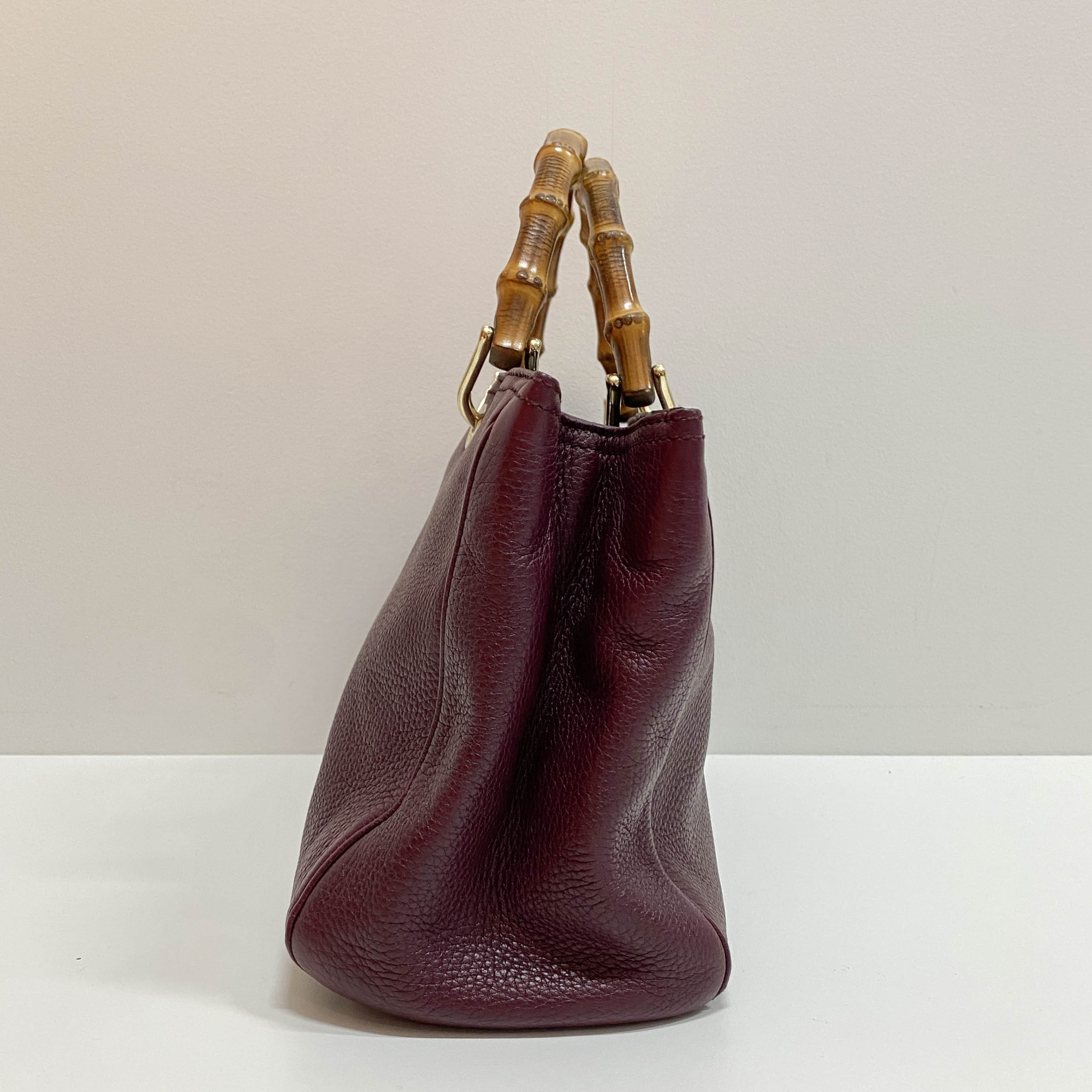 Bamboo Shopper Burgundy Leather Two Way Bag
