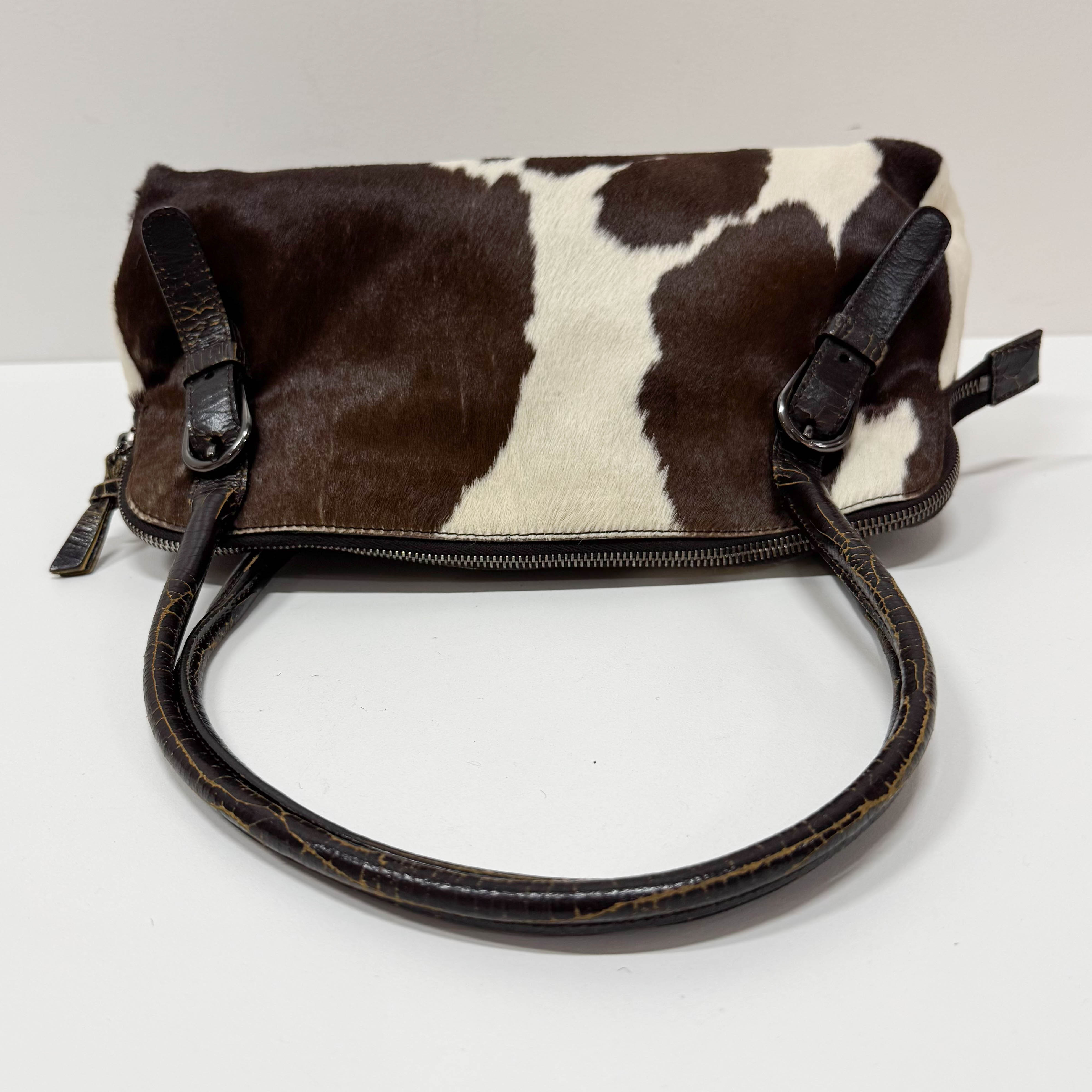 Cow Print Brown/White Pony Hair Shoulder Bag
