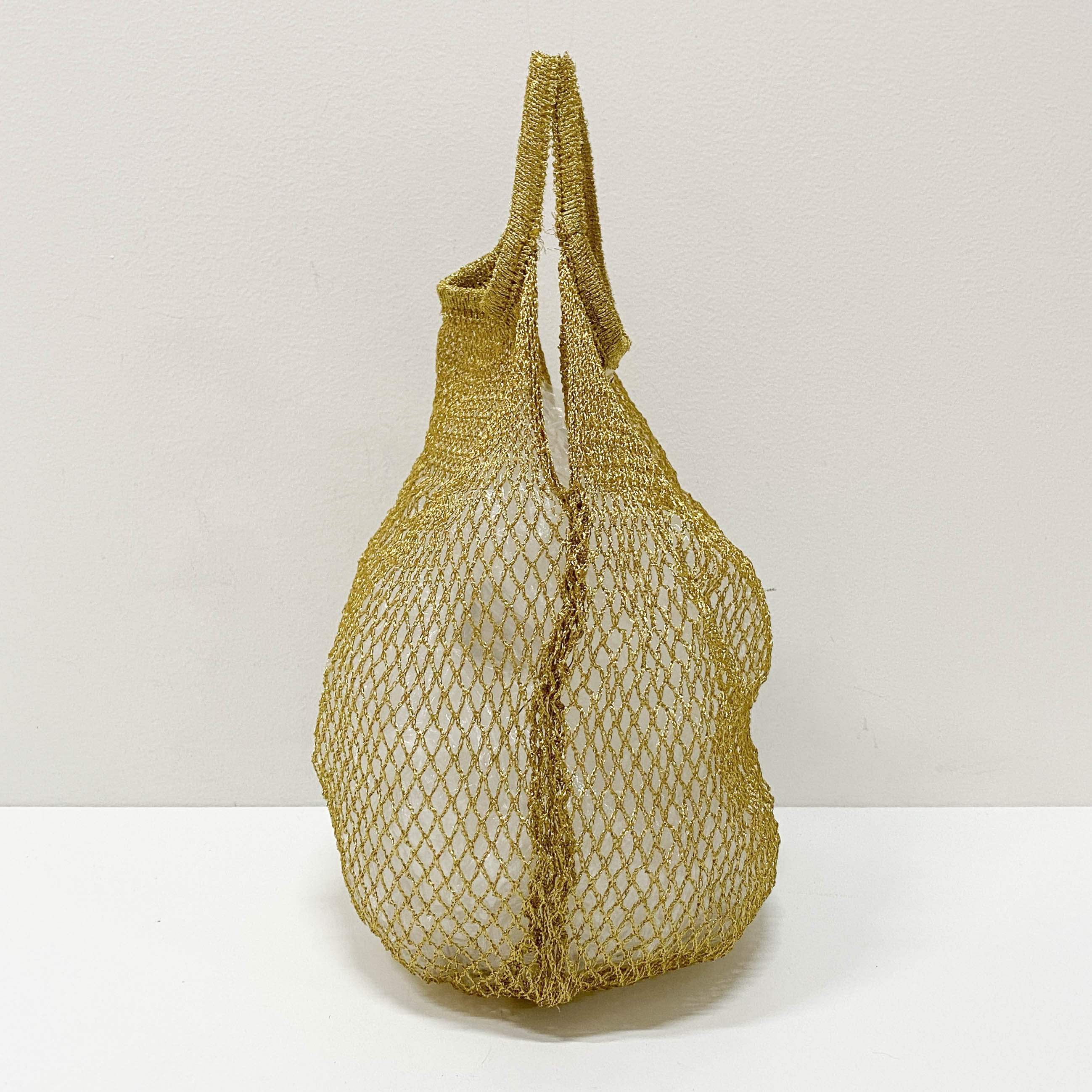 Triangle Logo Gold Mesh Handbag